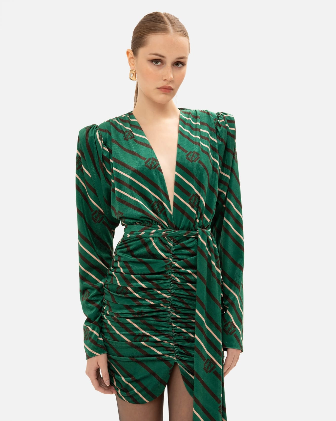 Picture of BLACK & GREEN STRIPED MINI DRESS