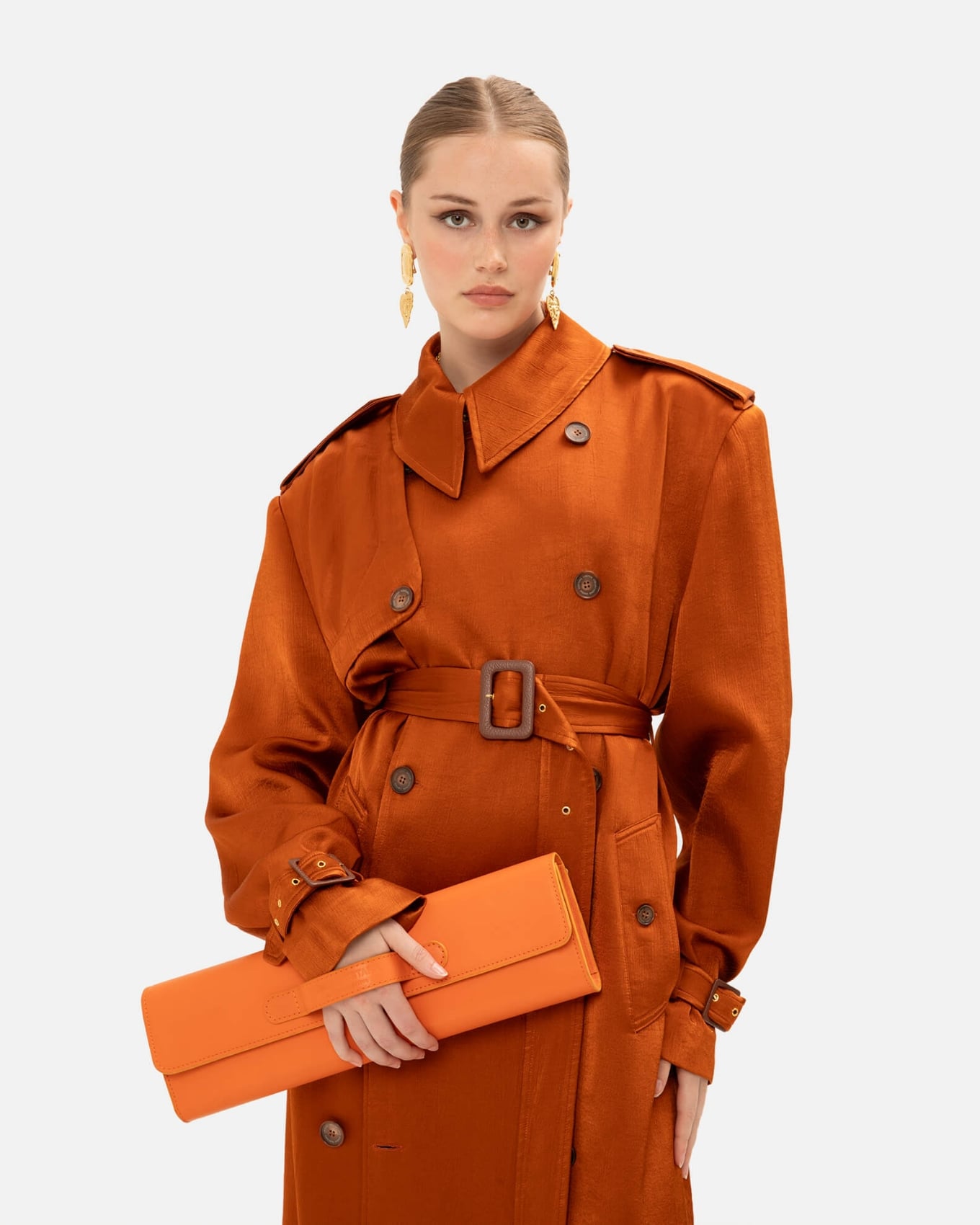 Picture of BURNT ORANGE LEATHER CLUTCH