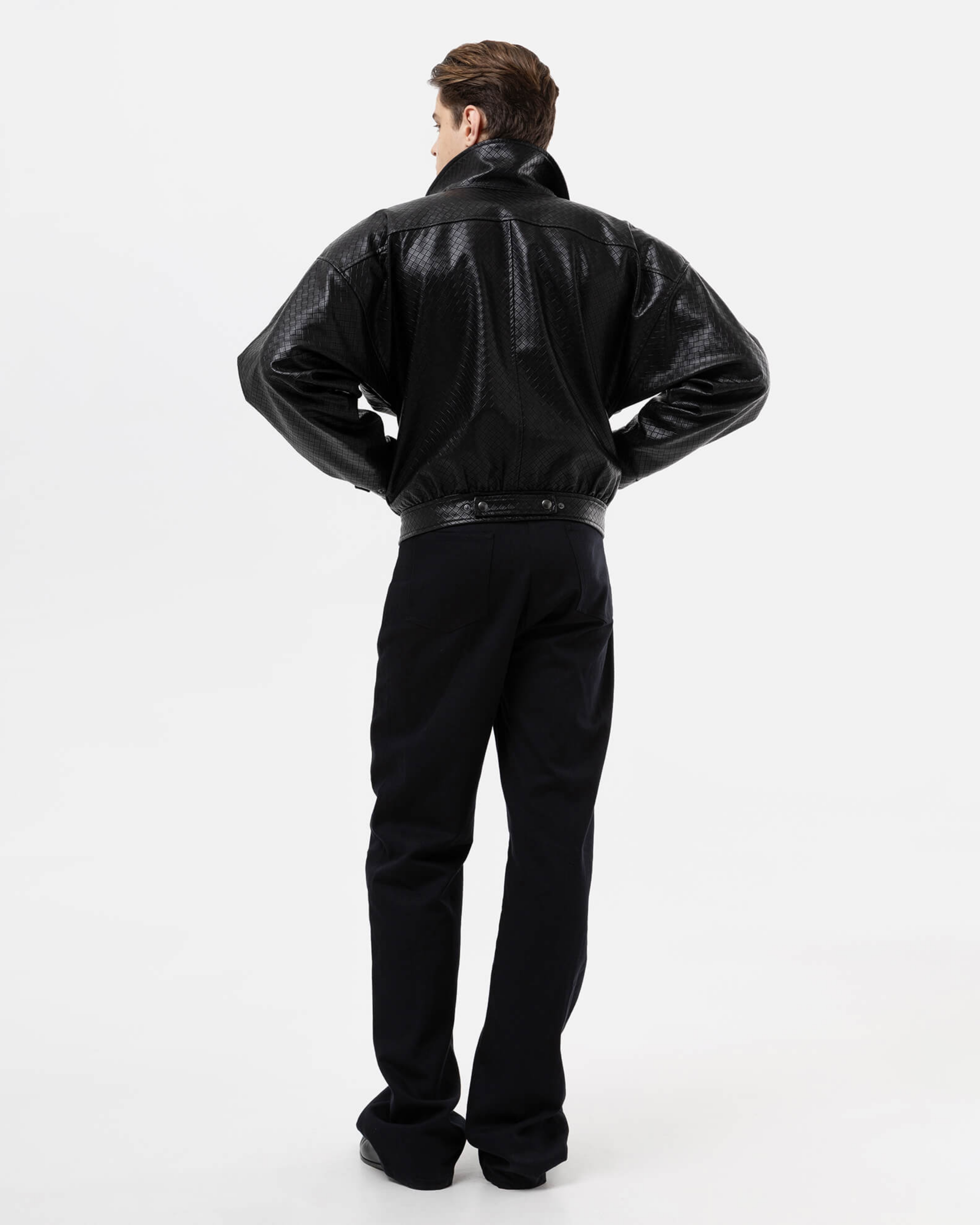 Picture of MEN'S PANAMA WEAVE BLACK BOMBER JACKET