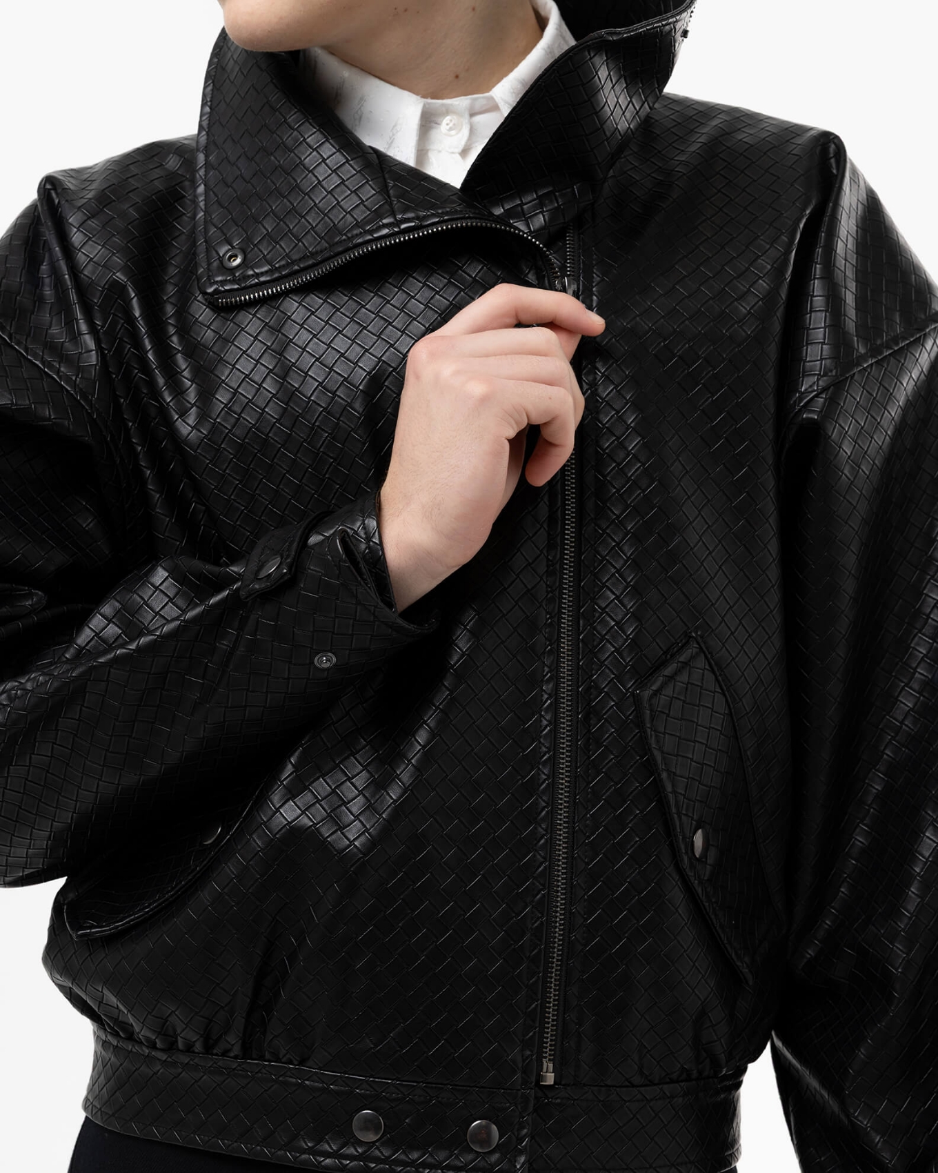 Picture of MEN'S PANAMA WEAVE BLACK BOMBER JACKET