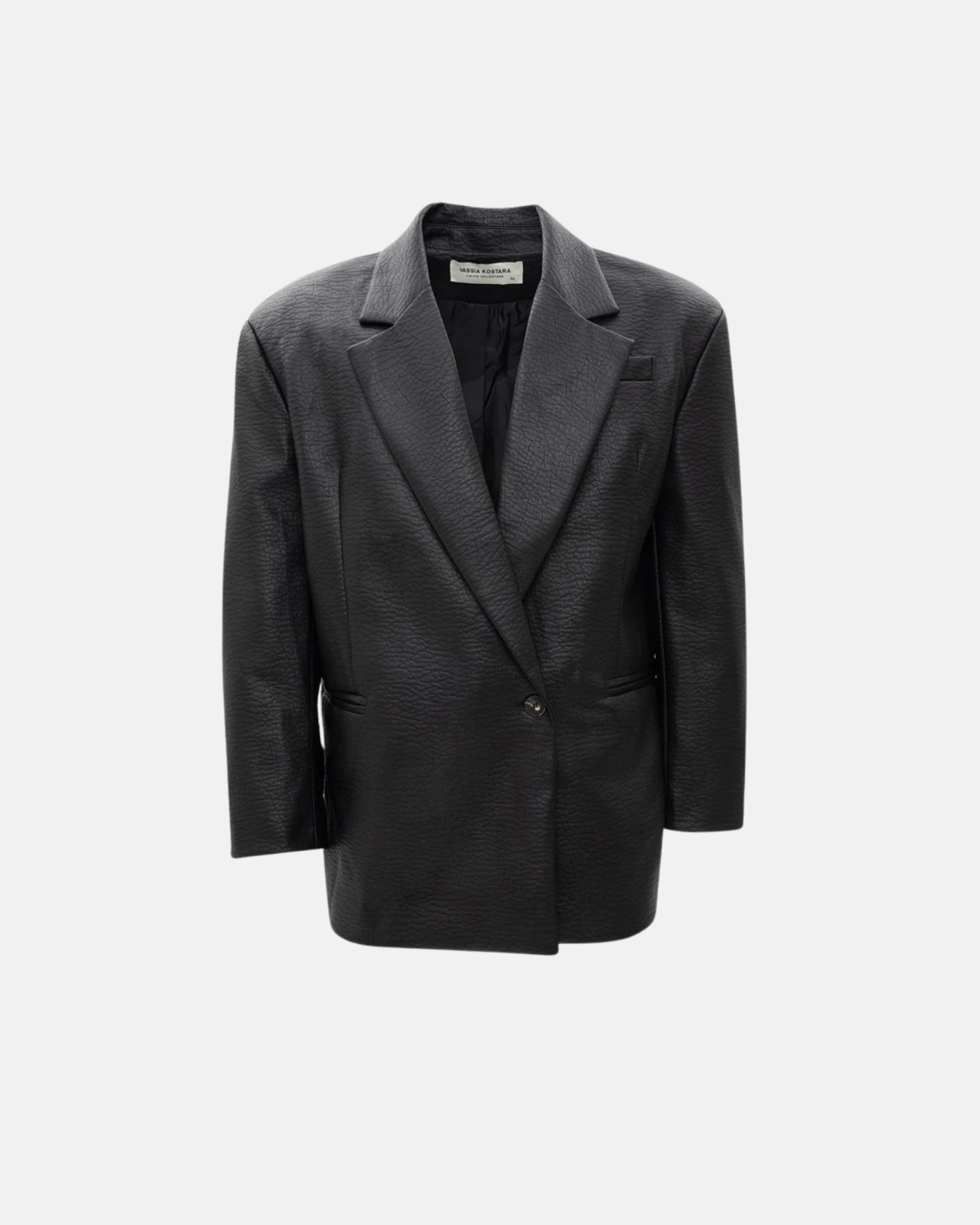 Picture of MEN'S BLACK FAUX LEATHER BLAZER