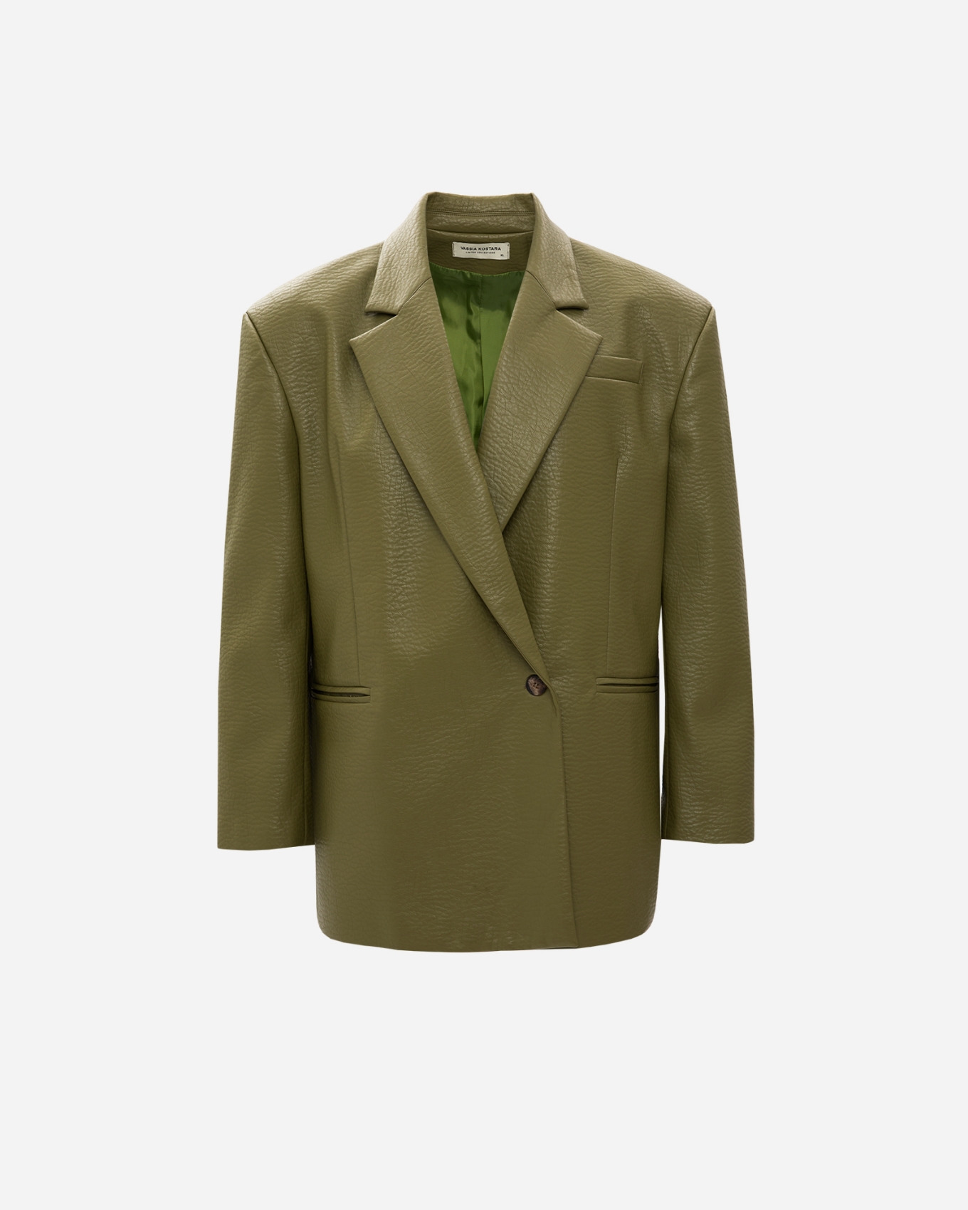 Picture of MEN'S OLIVE FAUX LEATHER BLAZER