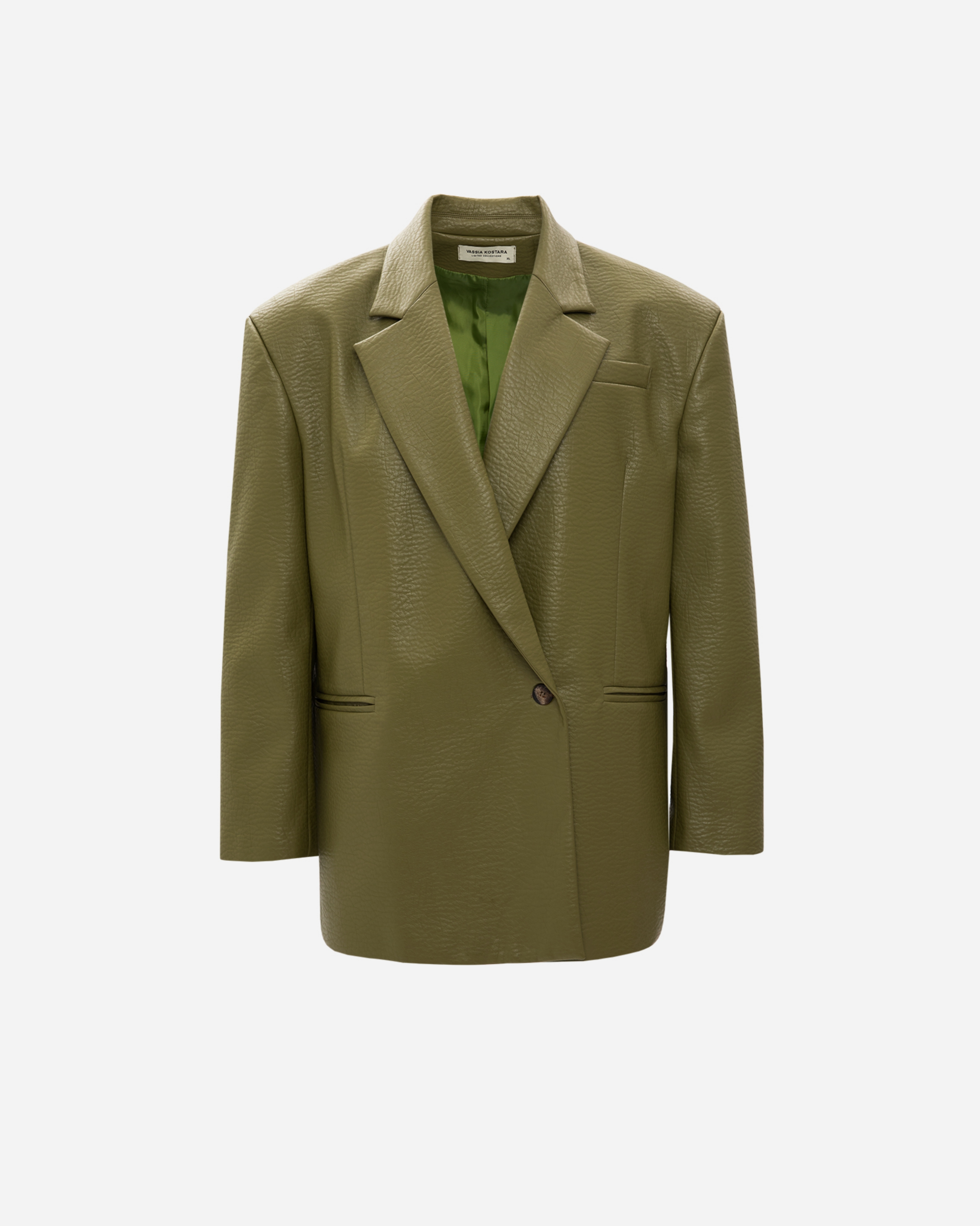 Picture of MEN'S OLIVE FAUX LEATHER BLAZER