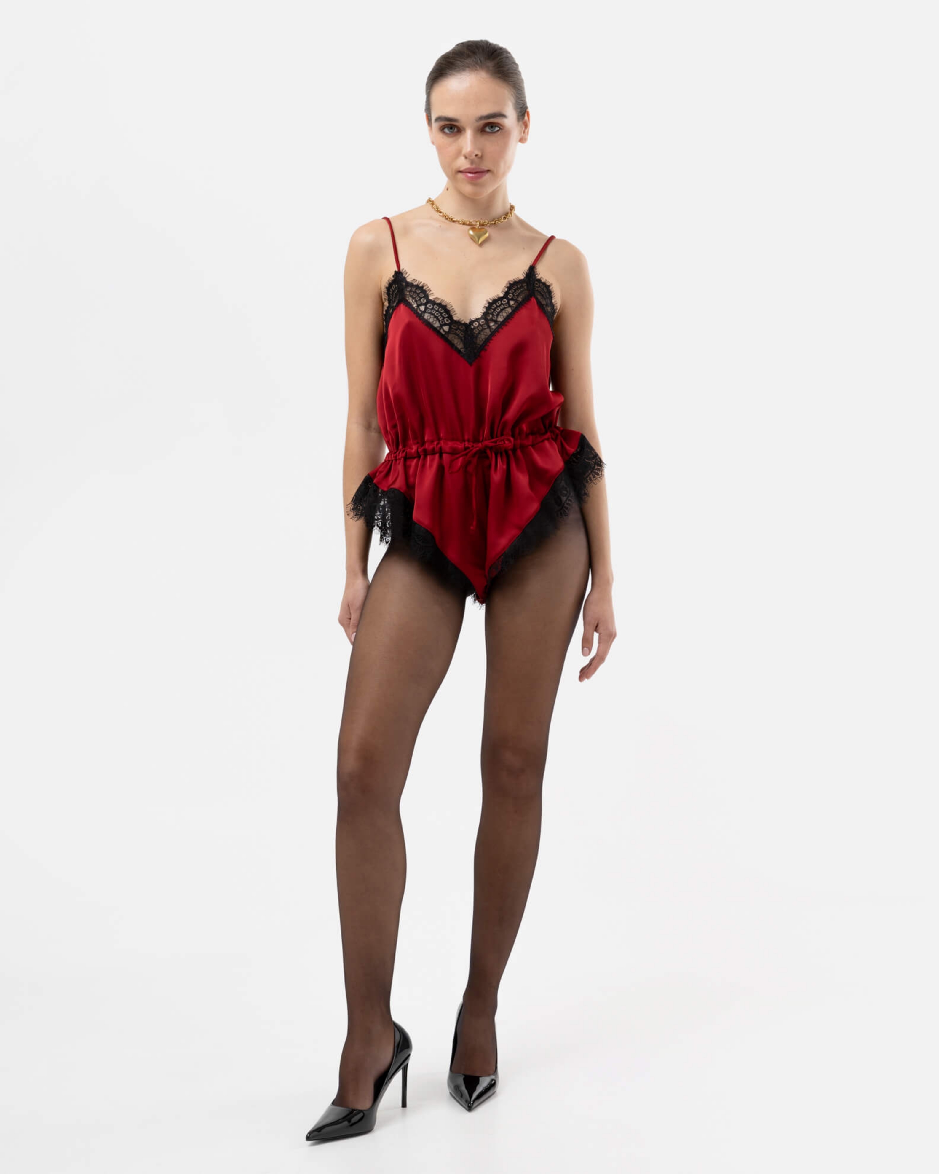 Picture of BURGUNDY SATIN BABY DOLL