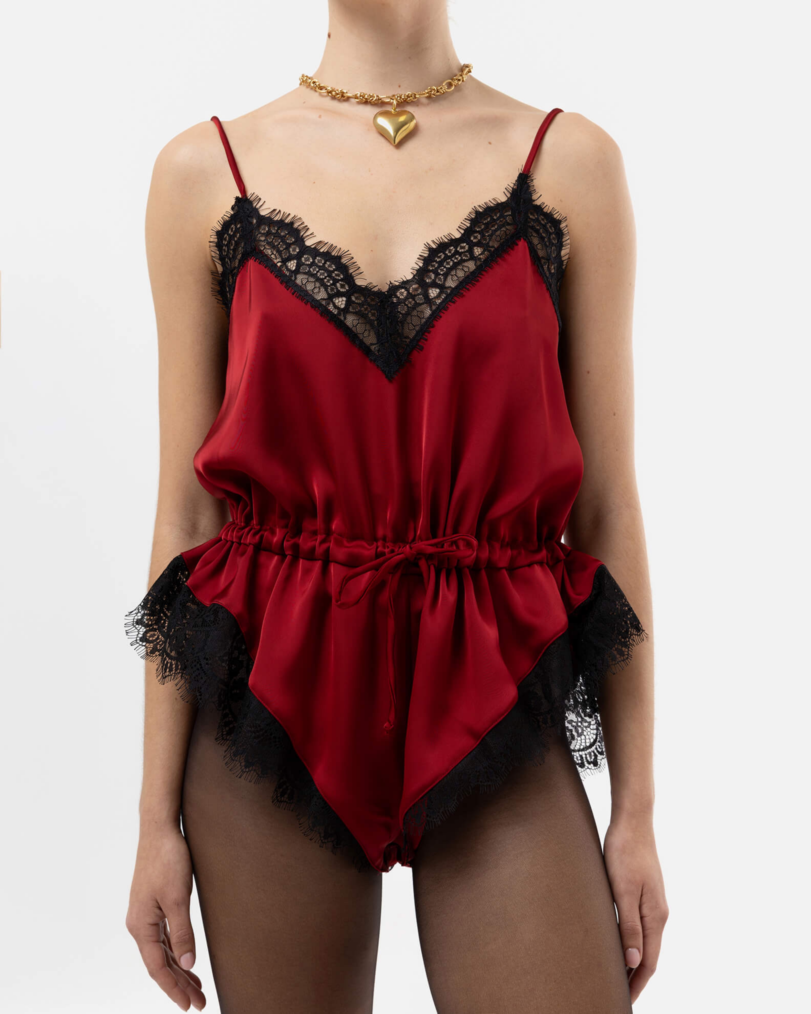 Picture of BURGUNDY SATIN BABY DOLL