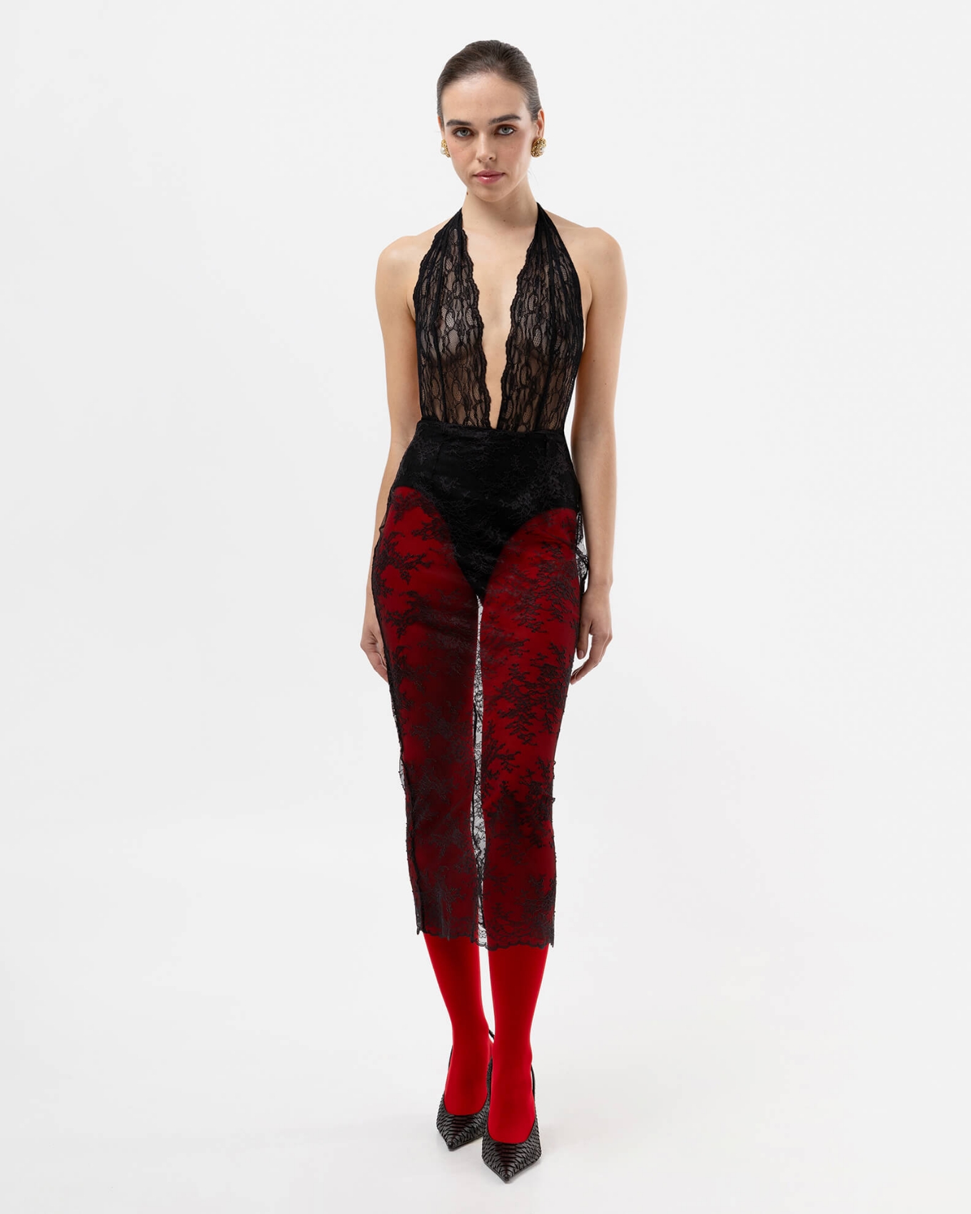 Picture of BLACK LACE MIDI SKIRT