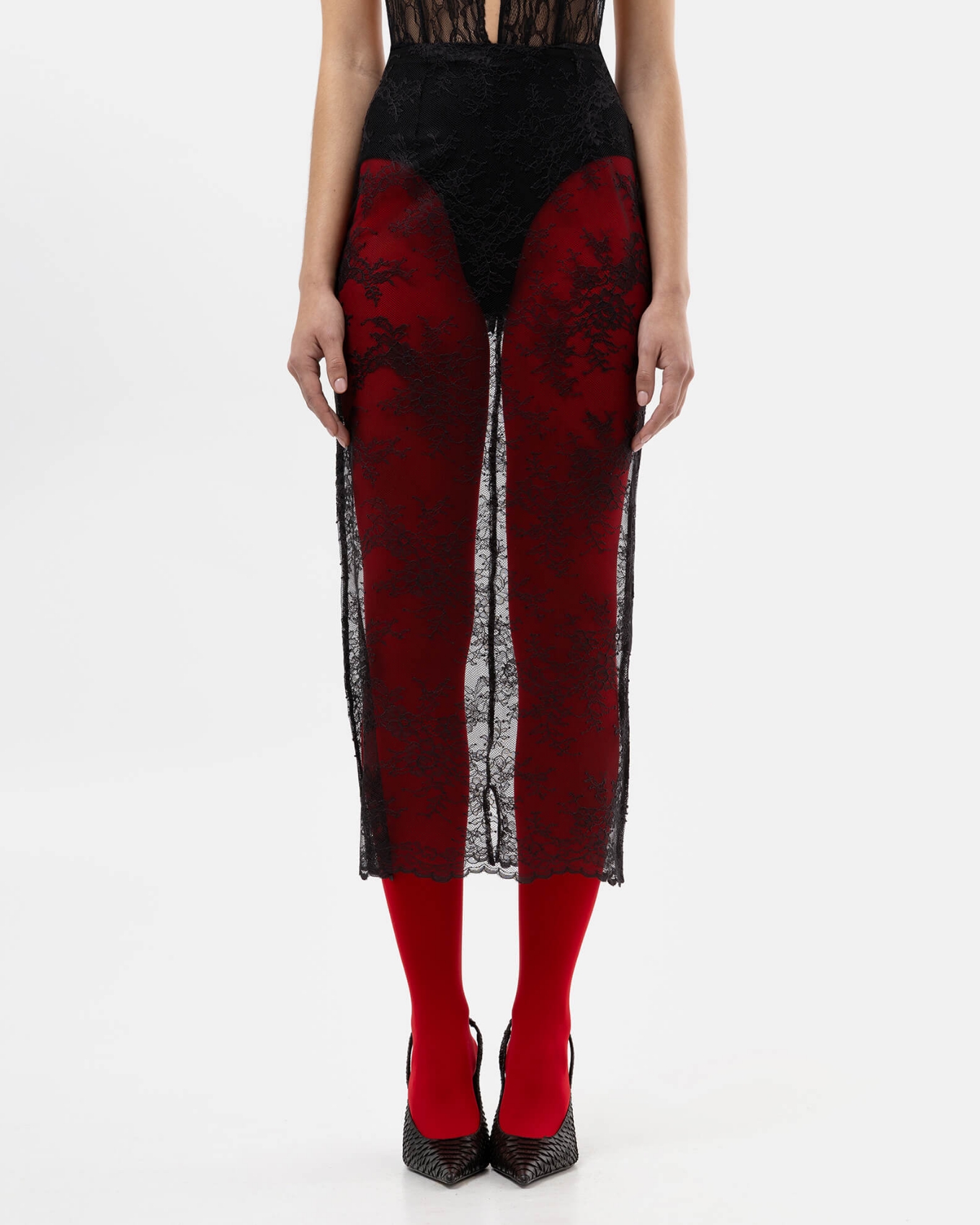 Picture of BLACK LACE MIDI SKIRT