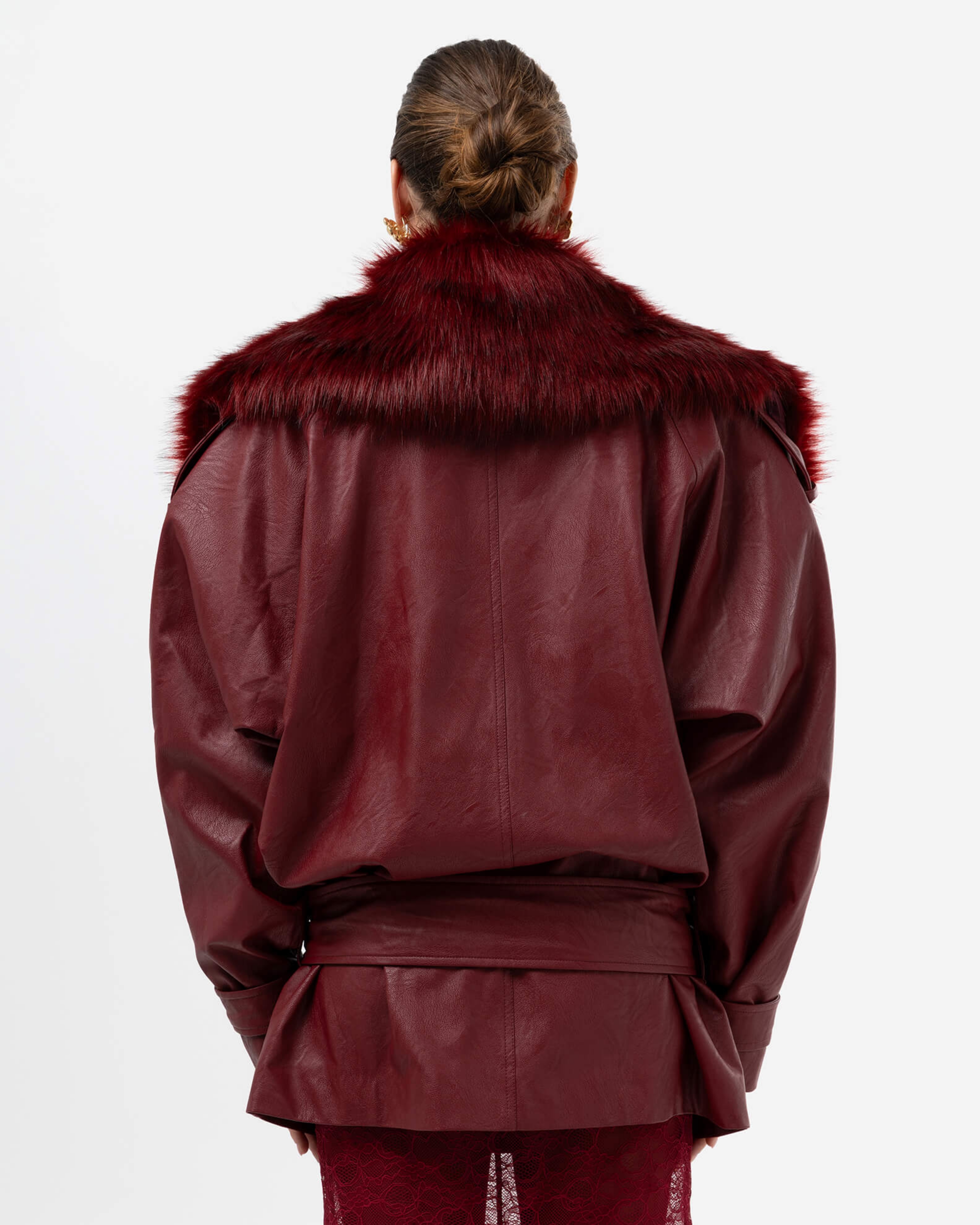 Picture of BURGUNDY FAUX LEATHER JACKET
