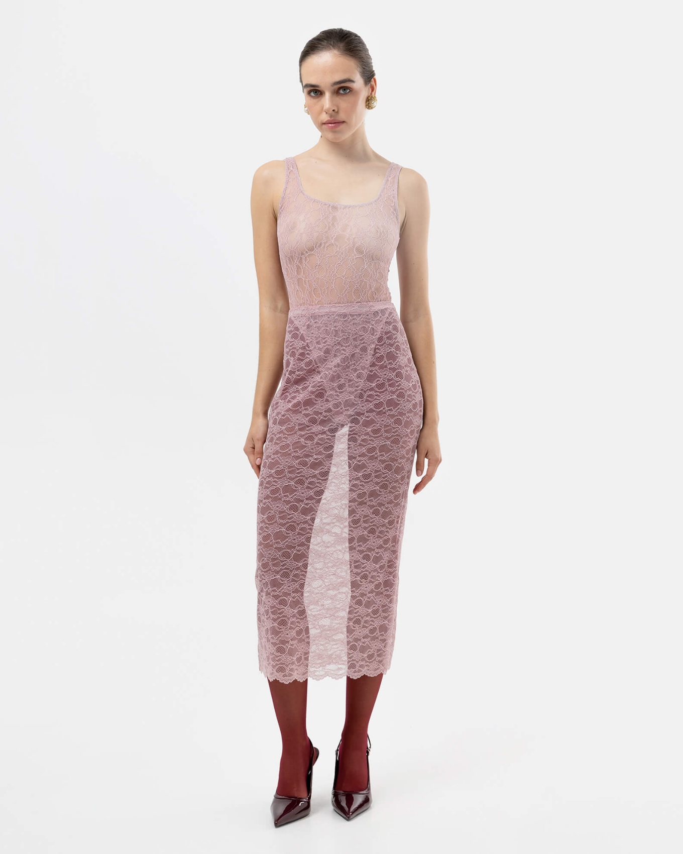 Picture of LACE PINK MIDI SKIRT