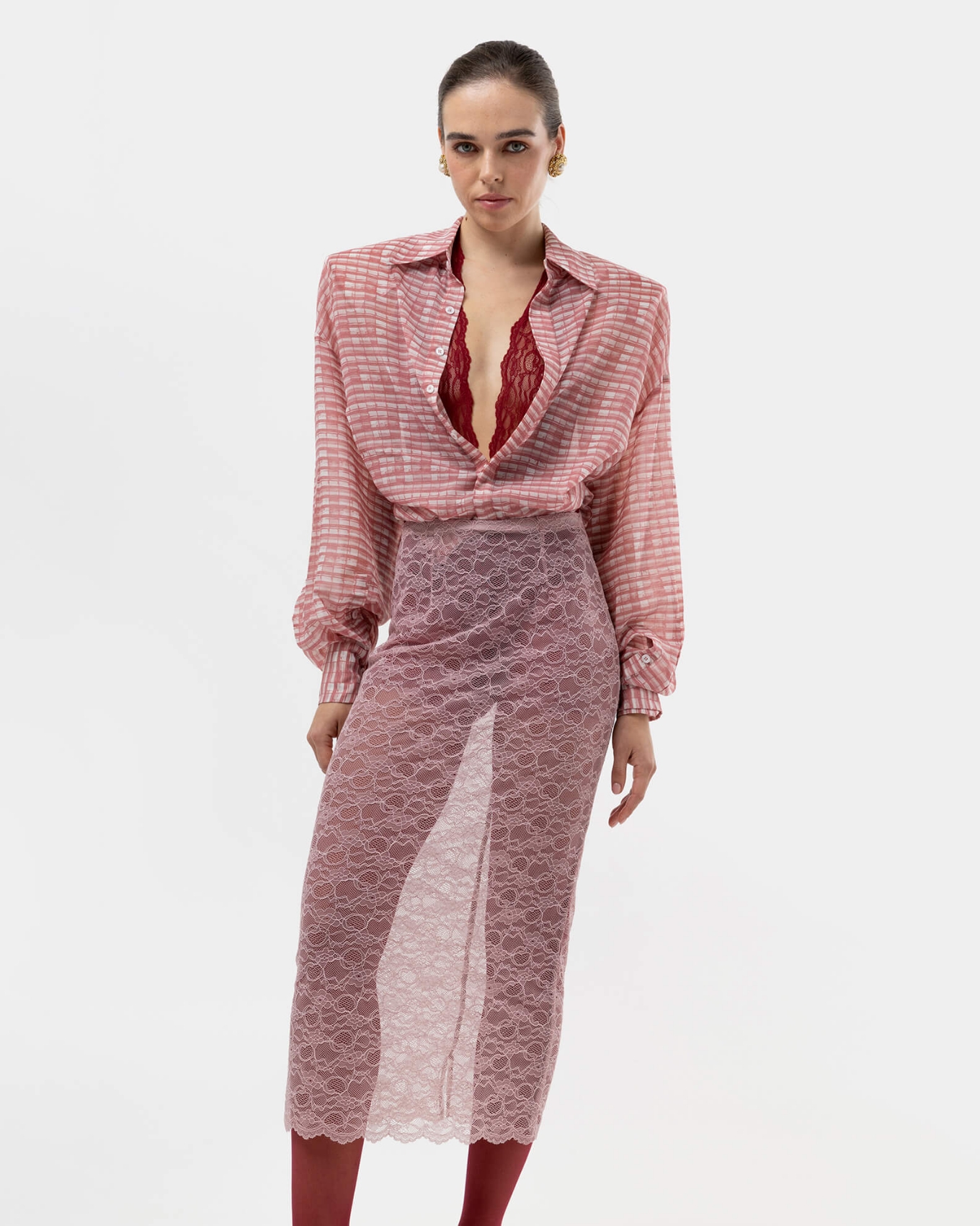 Picture of PINK OS SHIRT WITH PHOTO-NEGATIVE PRINT