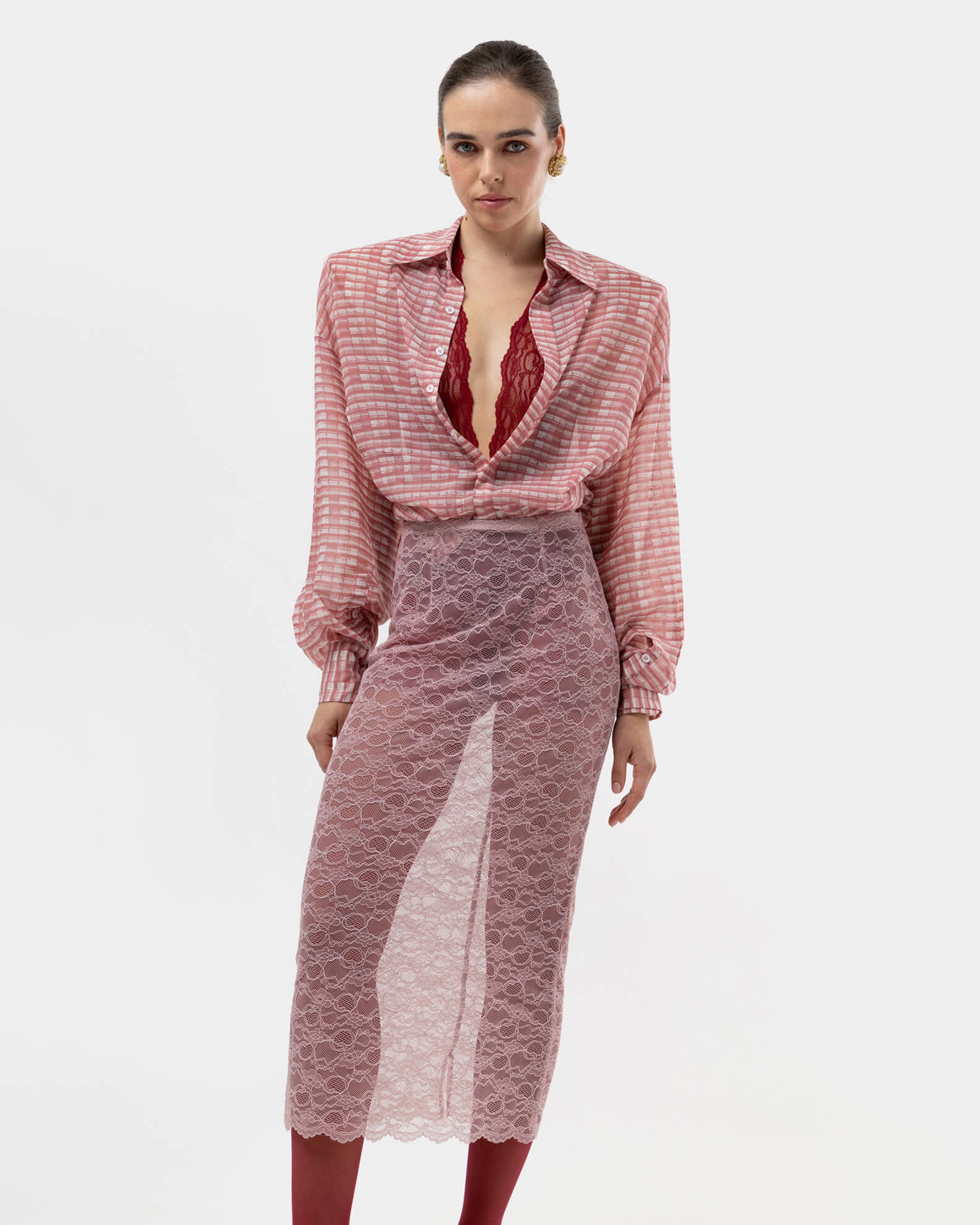 Picture of PINK OS SHIRT WITH PHOTO-NEGATIVE PRINT