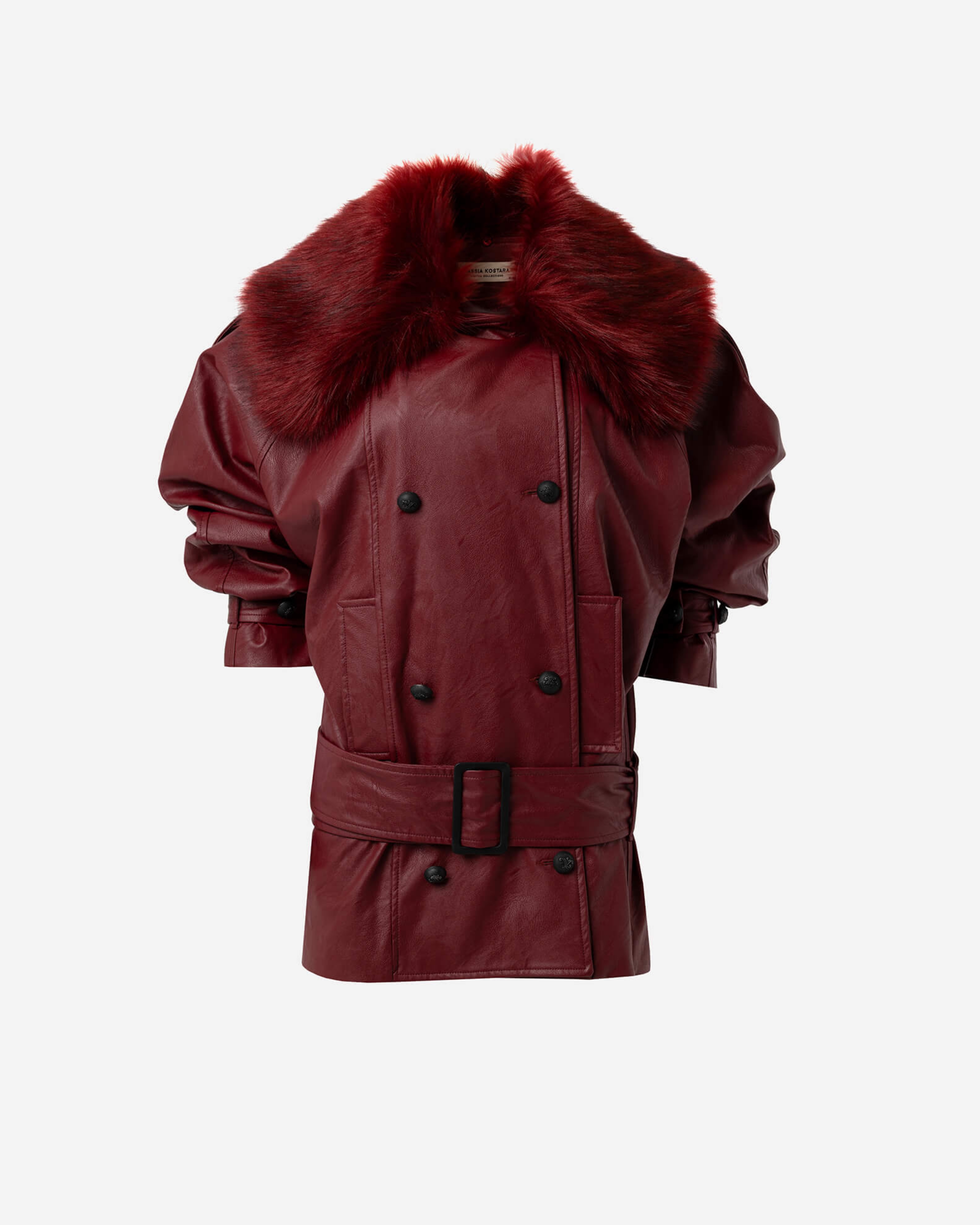 Picture of BURGUNDY FAUX LEATHER JACKET