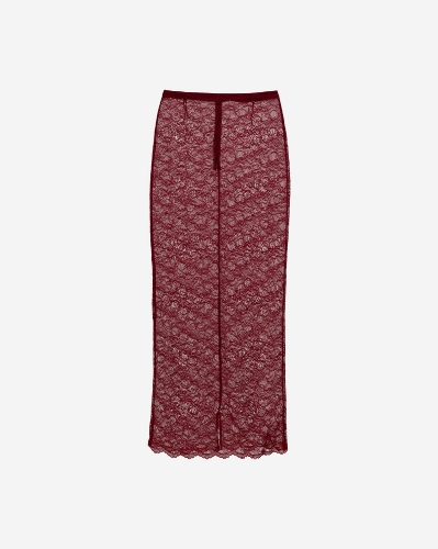 Picture of LACE BURGUNDY MIDI SKIRT