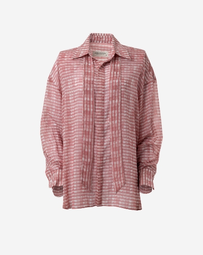 Picture of PINK OS SHIRT WITH PHOTO-NEGATIVE PRINT