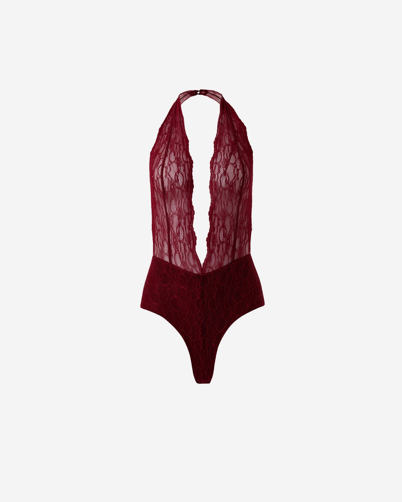 Picture of HALTER-NECK LACE BURGUNDY BODYSUIT