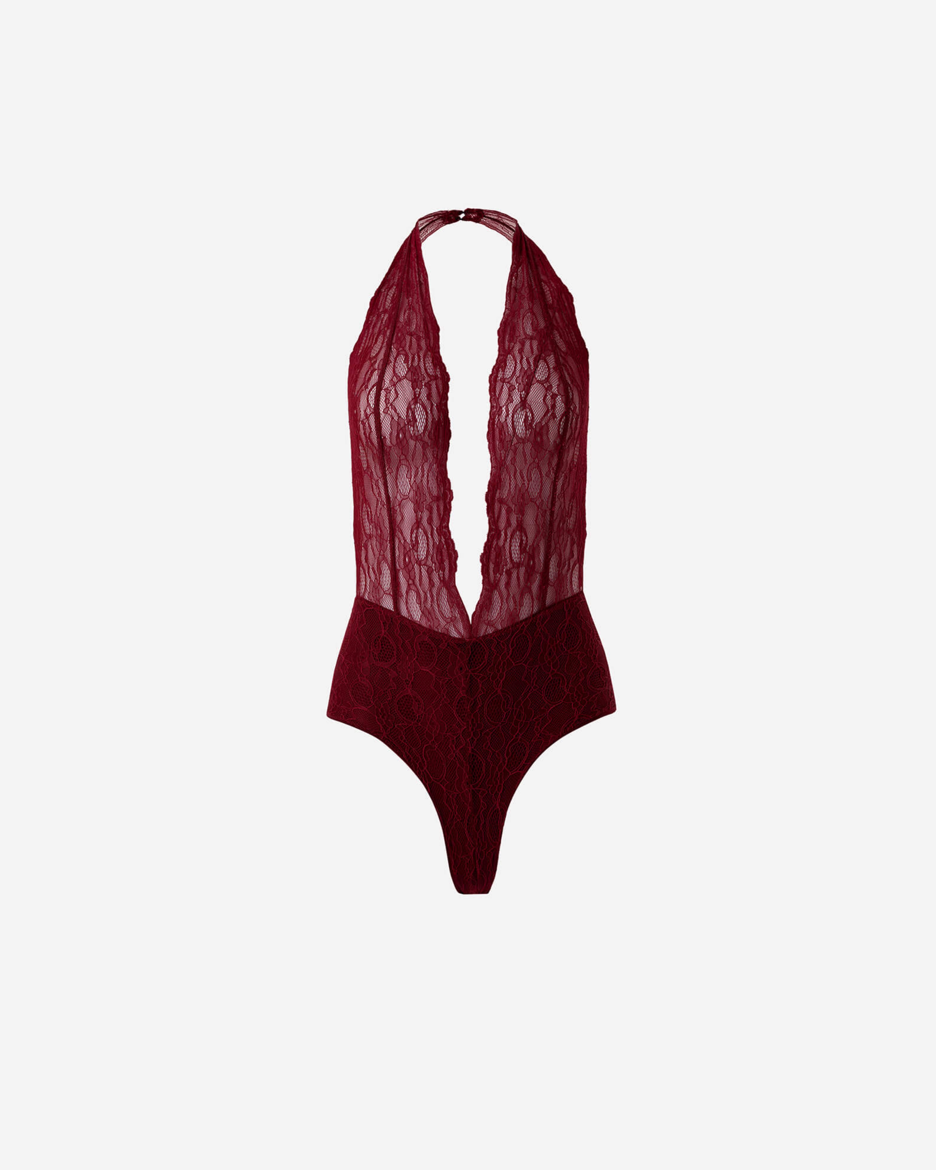 Picture of HALTER-NECK LACE BURGUNDY BODYSUIT