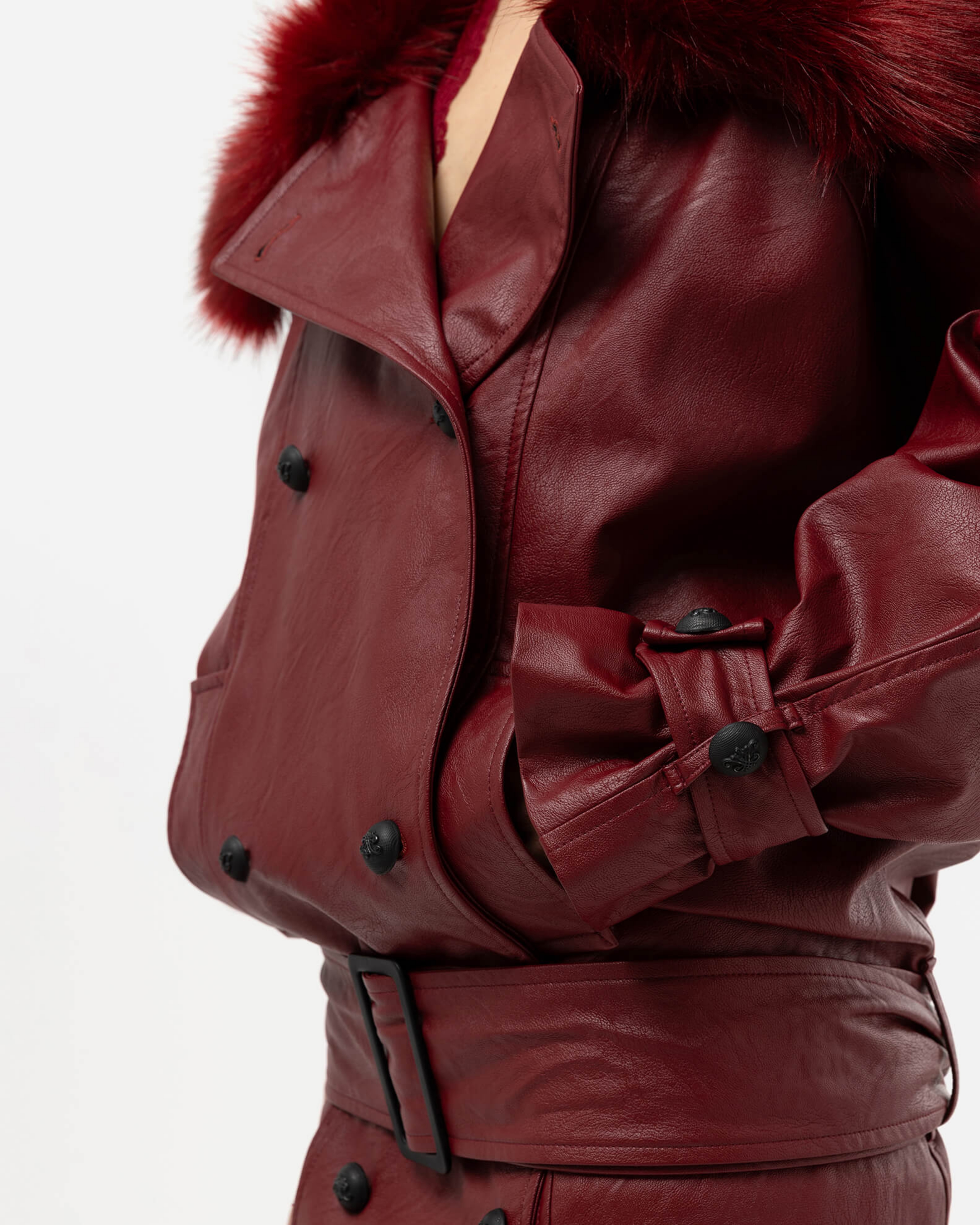Picture of BURGUNDY FAUX LEATHER JACKET
