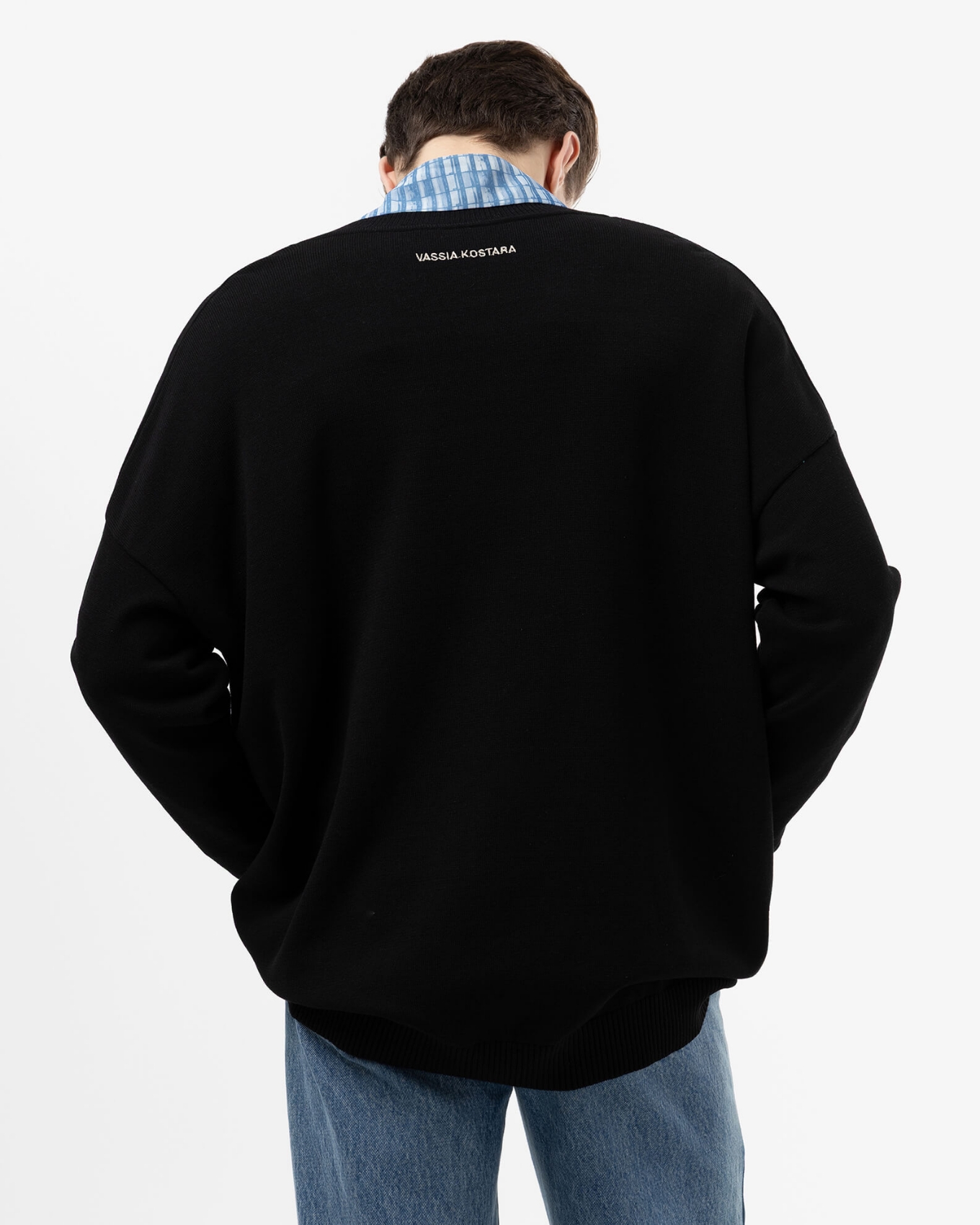Picture of MEN'S V-NECK BLACK KNIT SWEATER