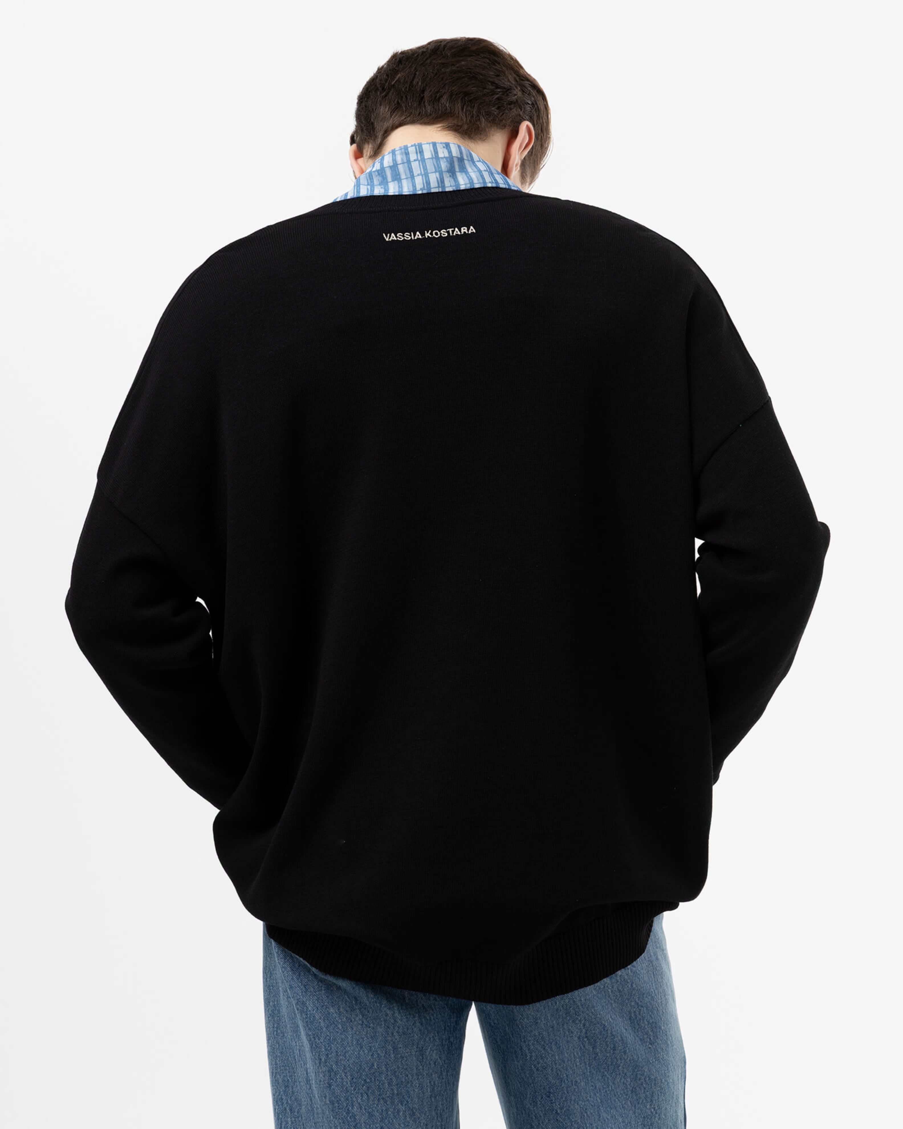 Picture of MEN'S V-NECK BLACK KNIT SWEATER