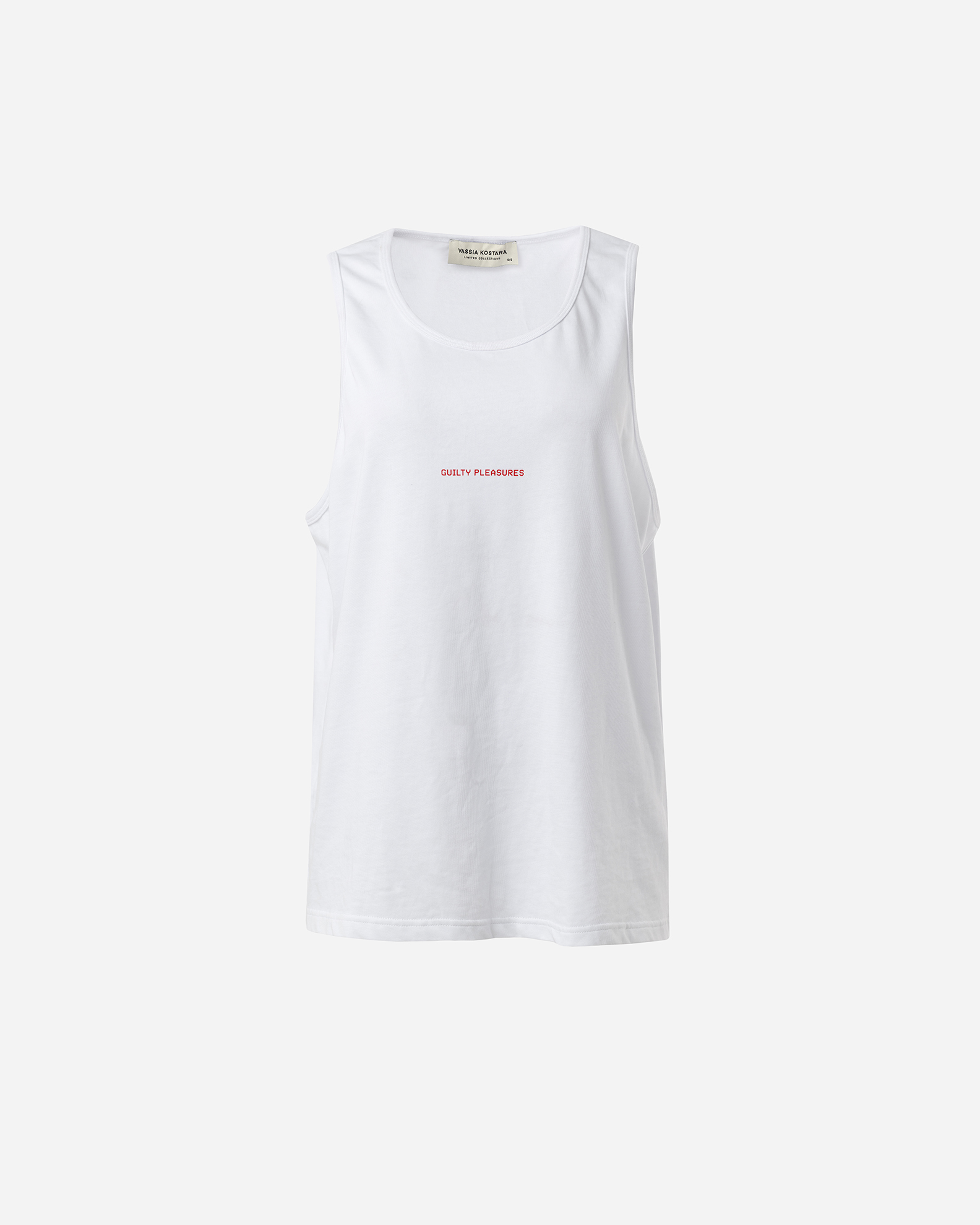 WHITE LOOSE-FIT TANK TOP | Vassia Kostara