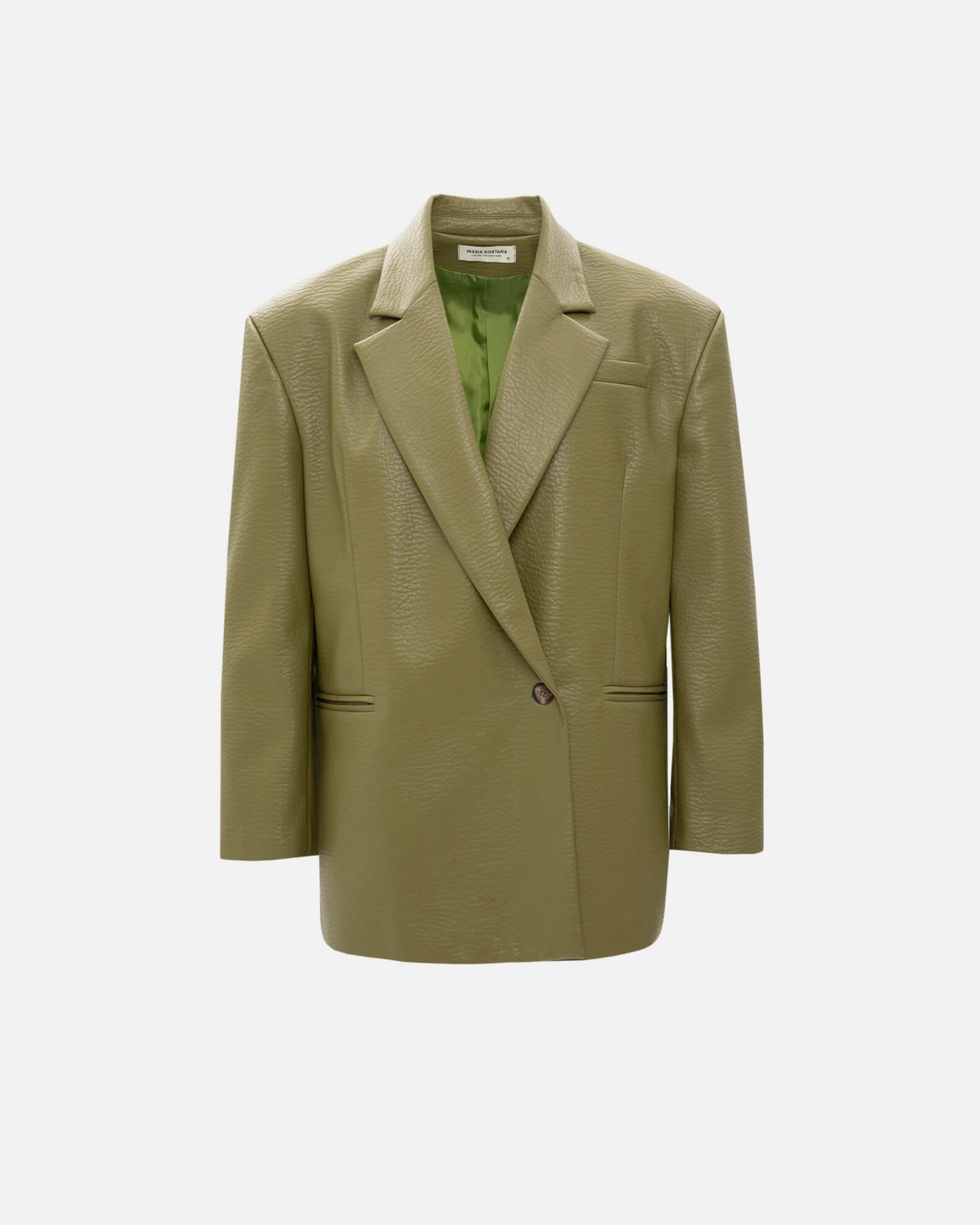 Picture of OLIVE FAUX LEATHER BLAZER