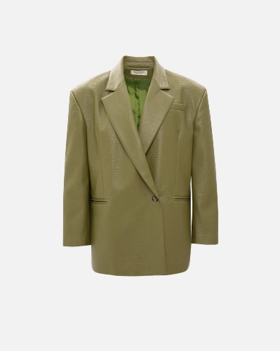 Picture of OLIVE FAUX LEATHER BLAZER