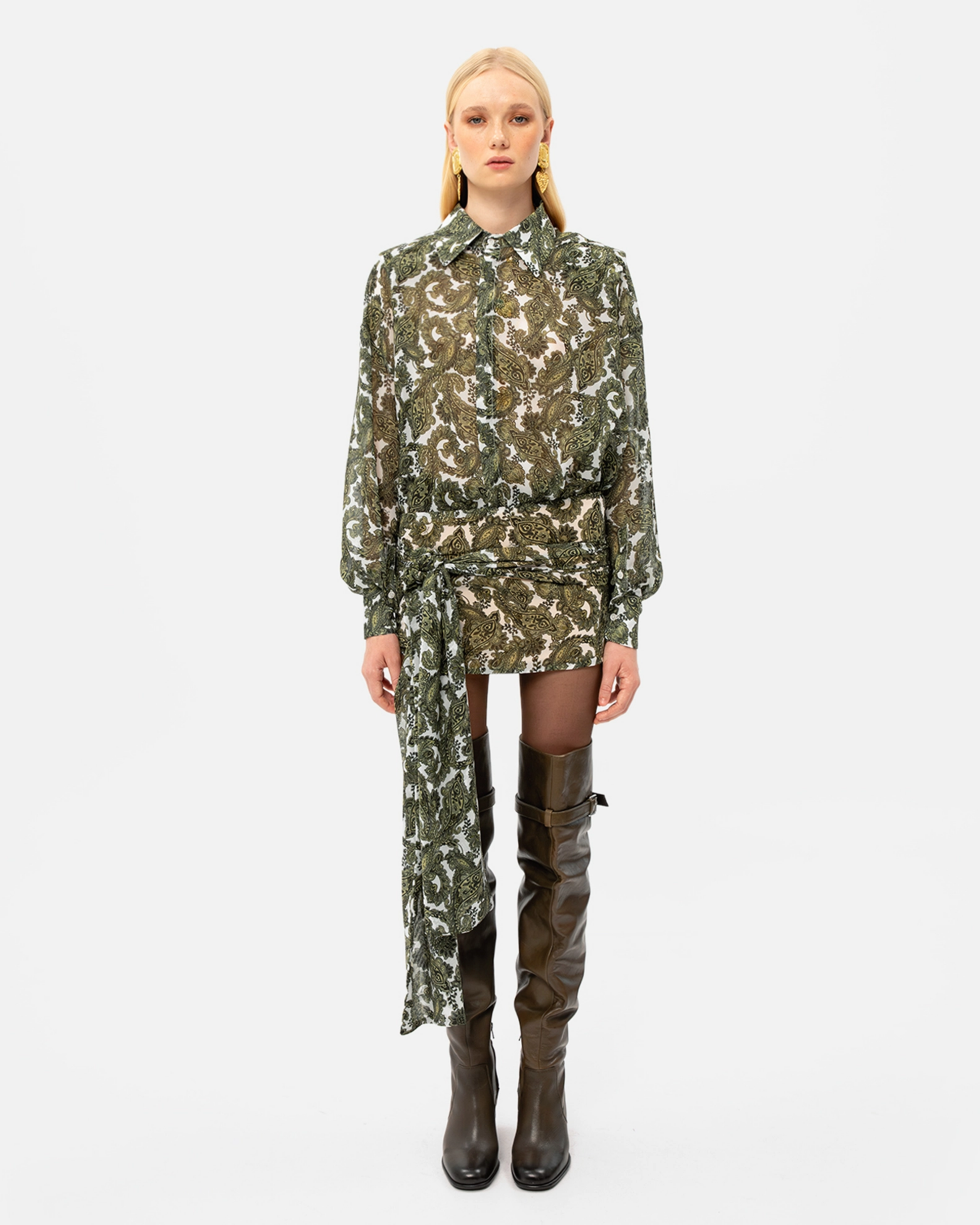 Picture of GREEN PAISLEY WRAP SKIRT