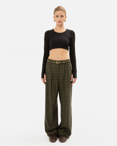 Picture of OLIVE CHEQUERED PANTS