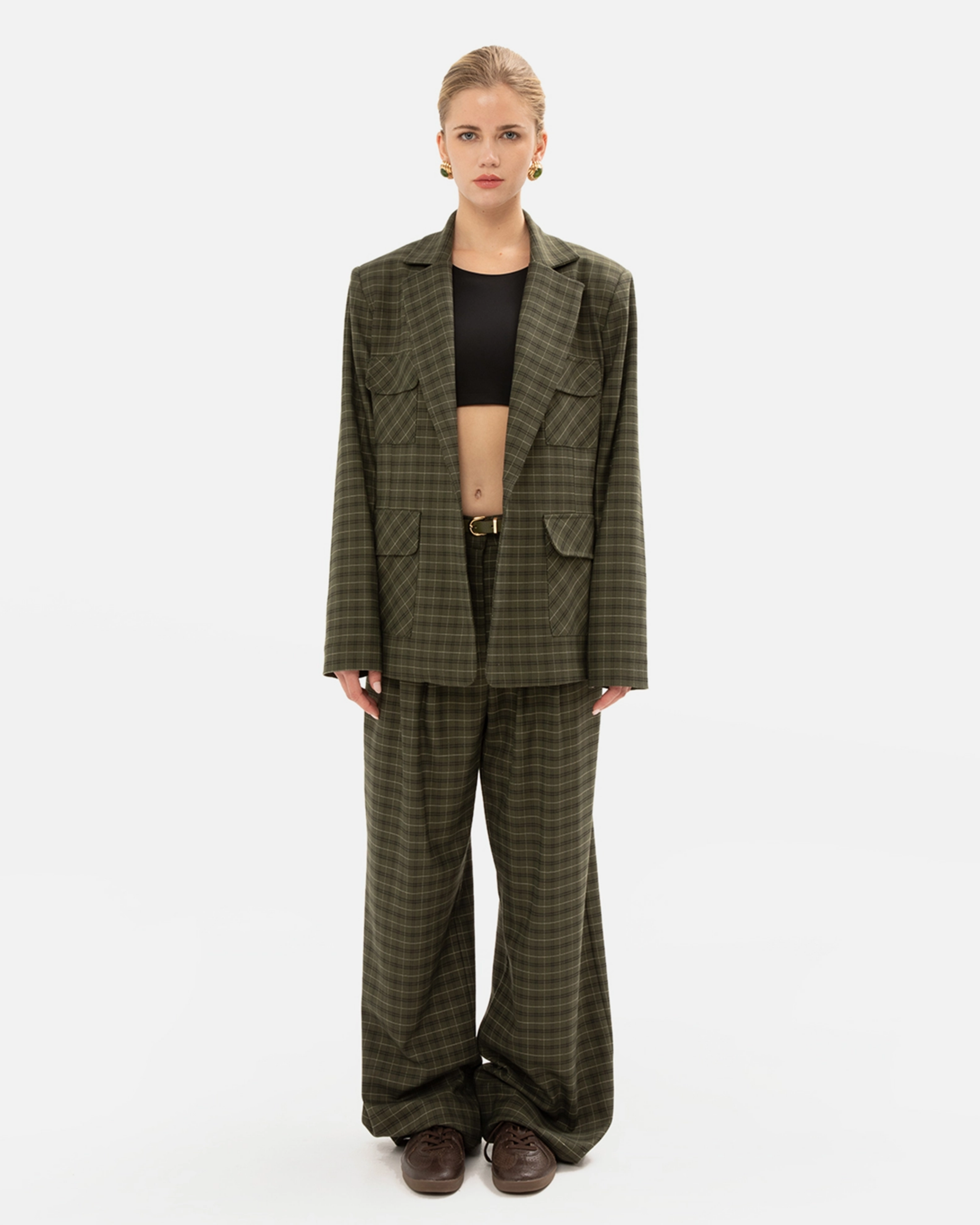 Picture of OLIVE CHEQUERED PANTS