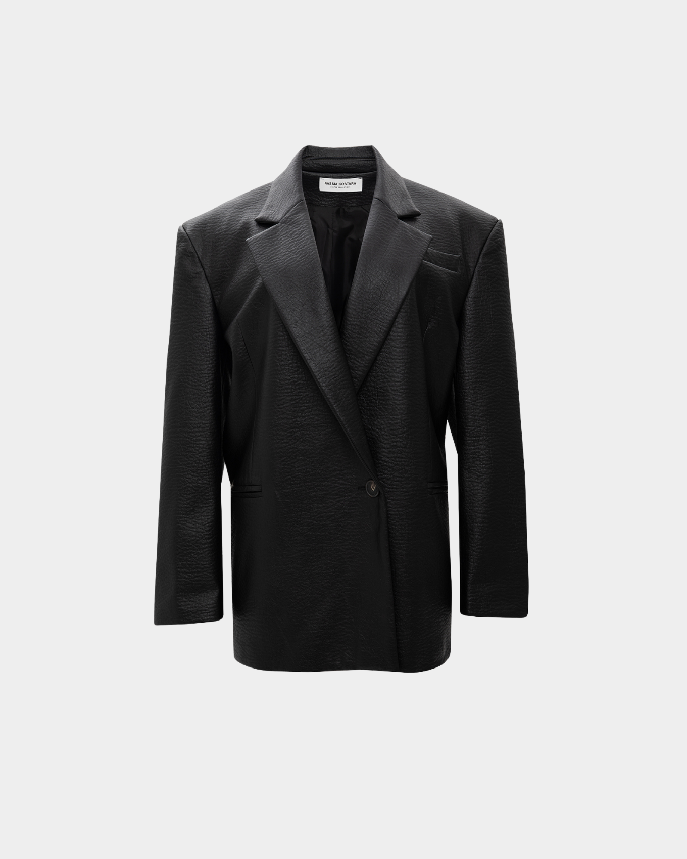 Picture of BLACK FAUX LEATHER BLAZER