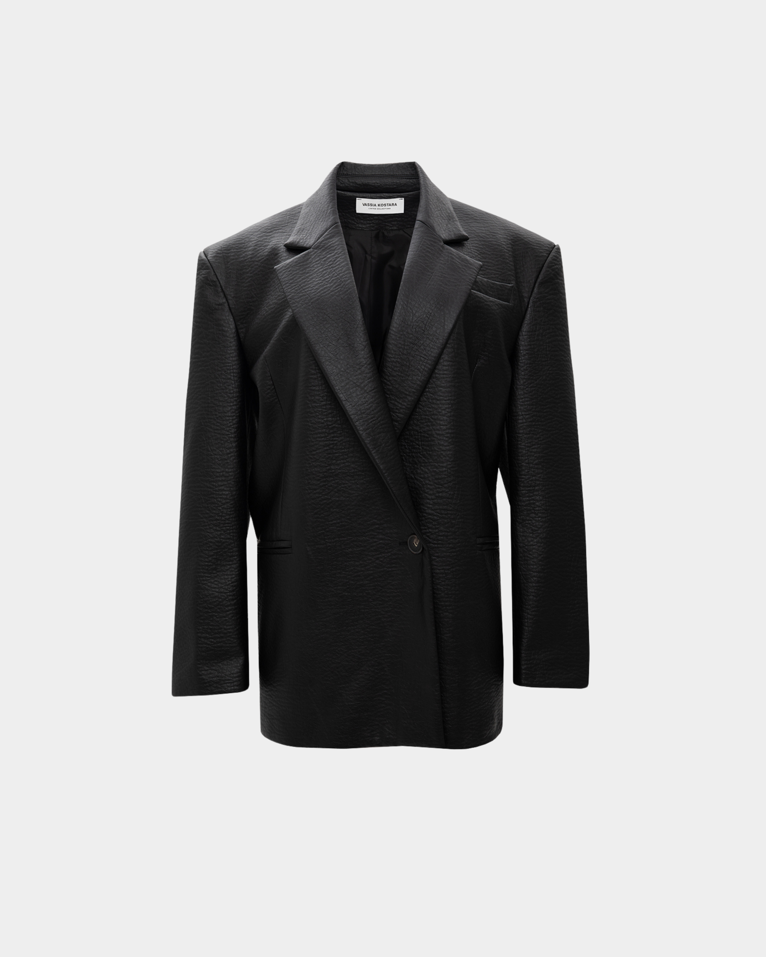 Picture of BLACK FAUX LEATHER BLAZER