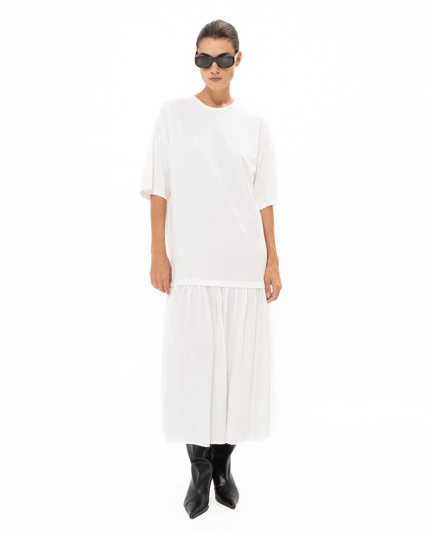 Picture of WHITE PANELLED MIDI DRESS