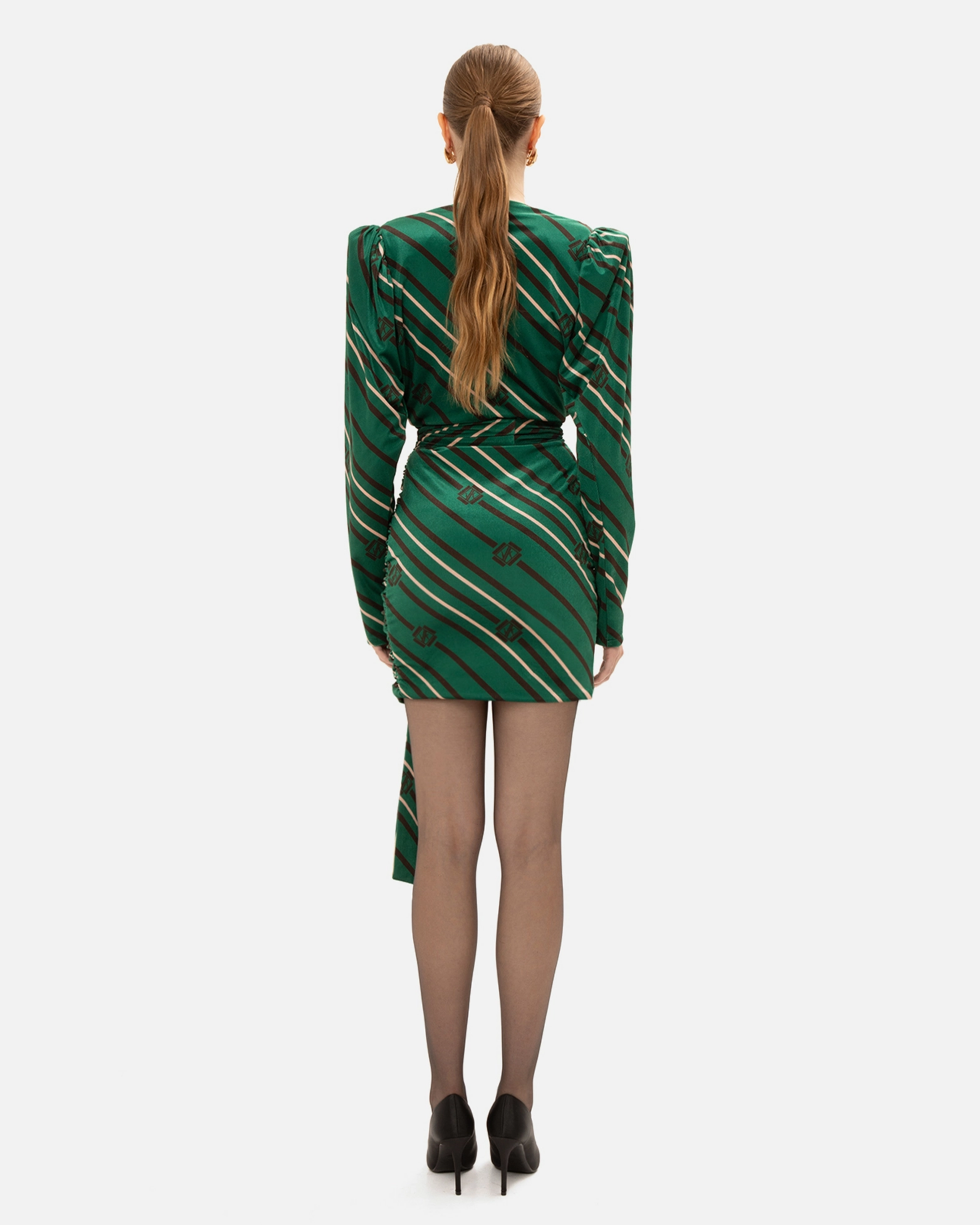 Picture of BLACK & GREEN STRIPED MINI DRESS