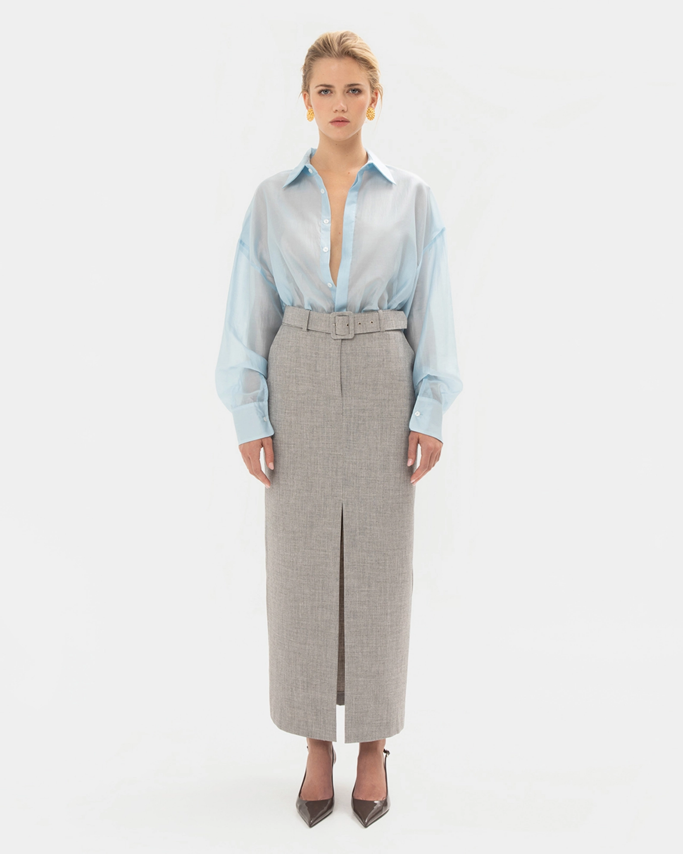 Picture of GREY STRAIGHT-LINE SKIRT