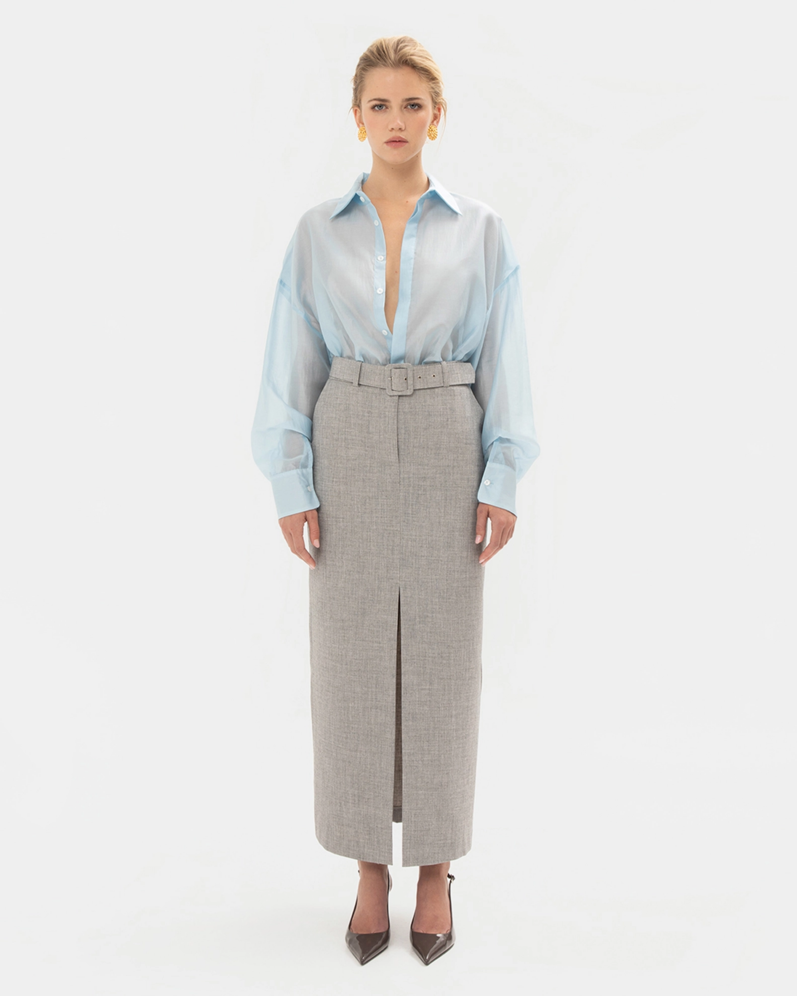 Picture of GREY STRAIGHT-LINE SKIRT