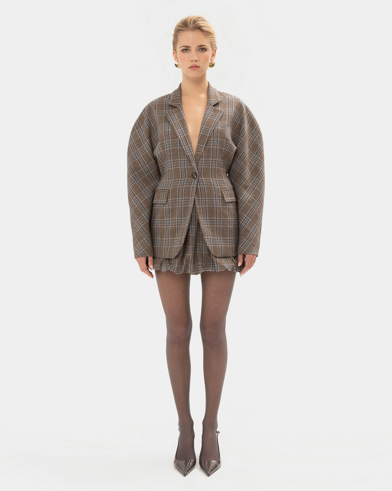 Picture of BROWN CHEQUERED BLAZER