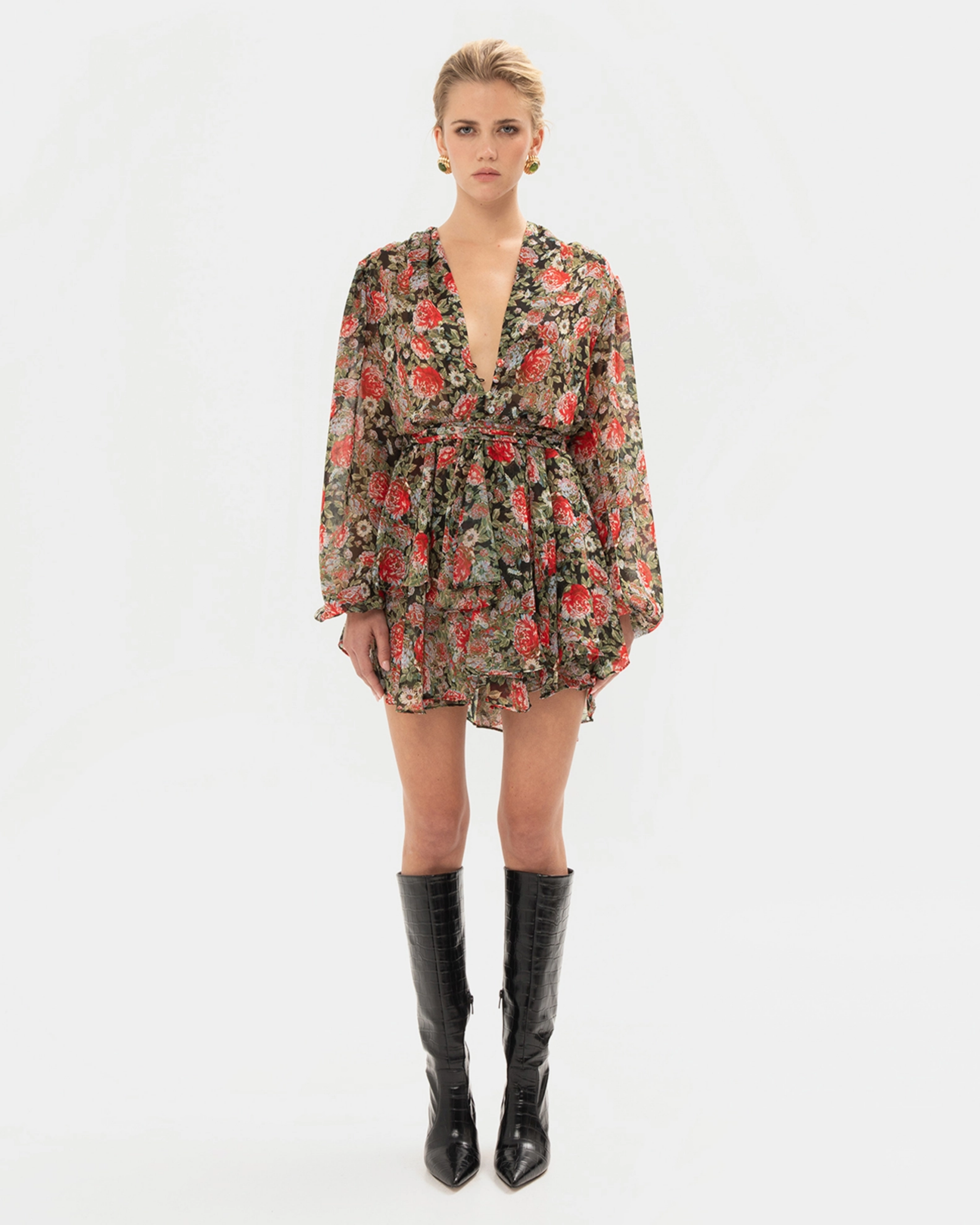 Picture of RED FLORAL MINI DRESS