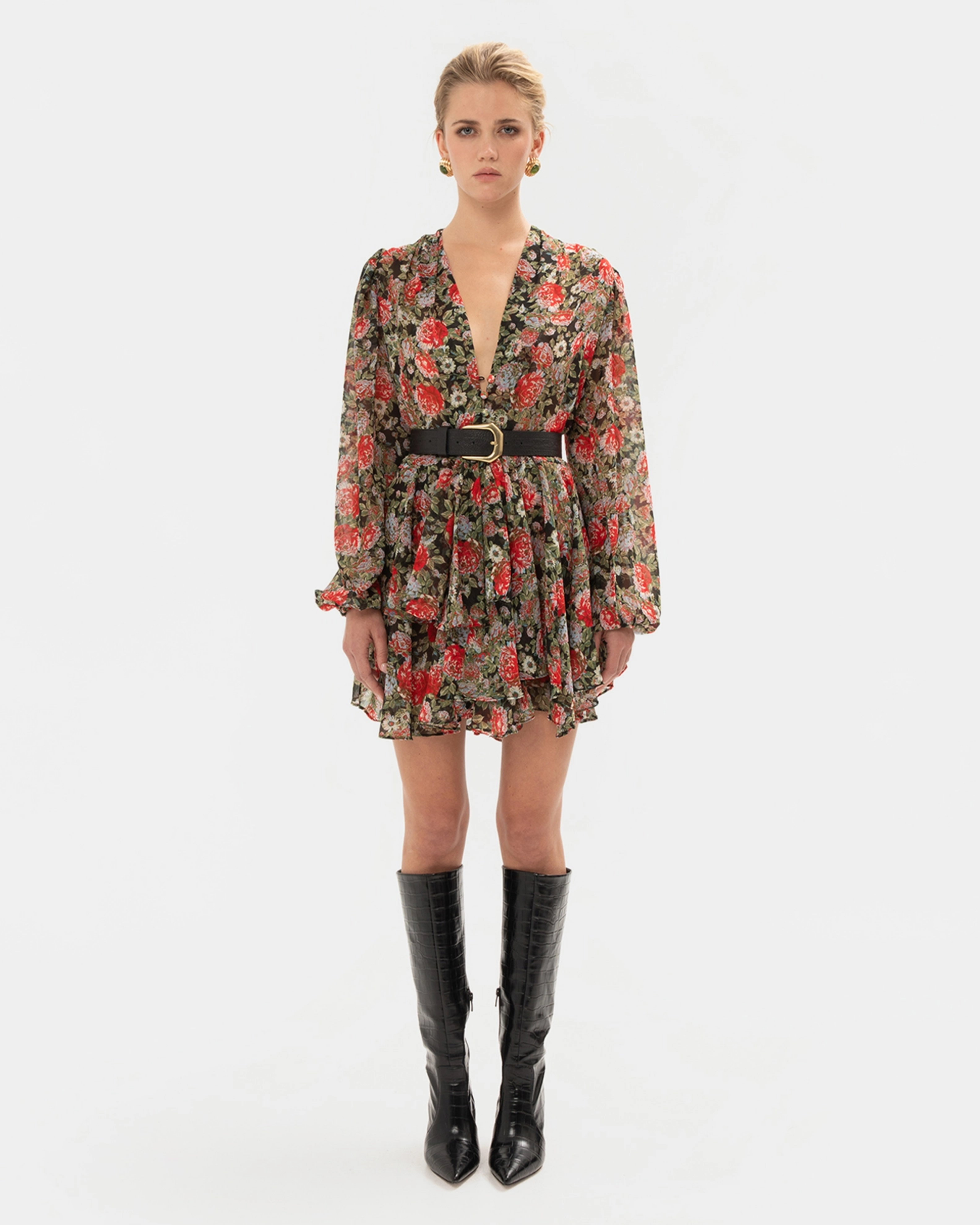 Picture of RED FLORAL MINI DRESS