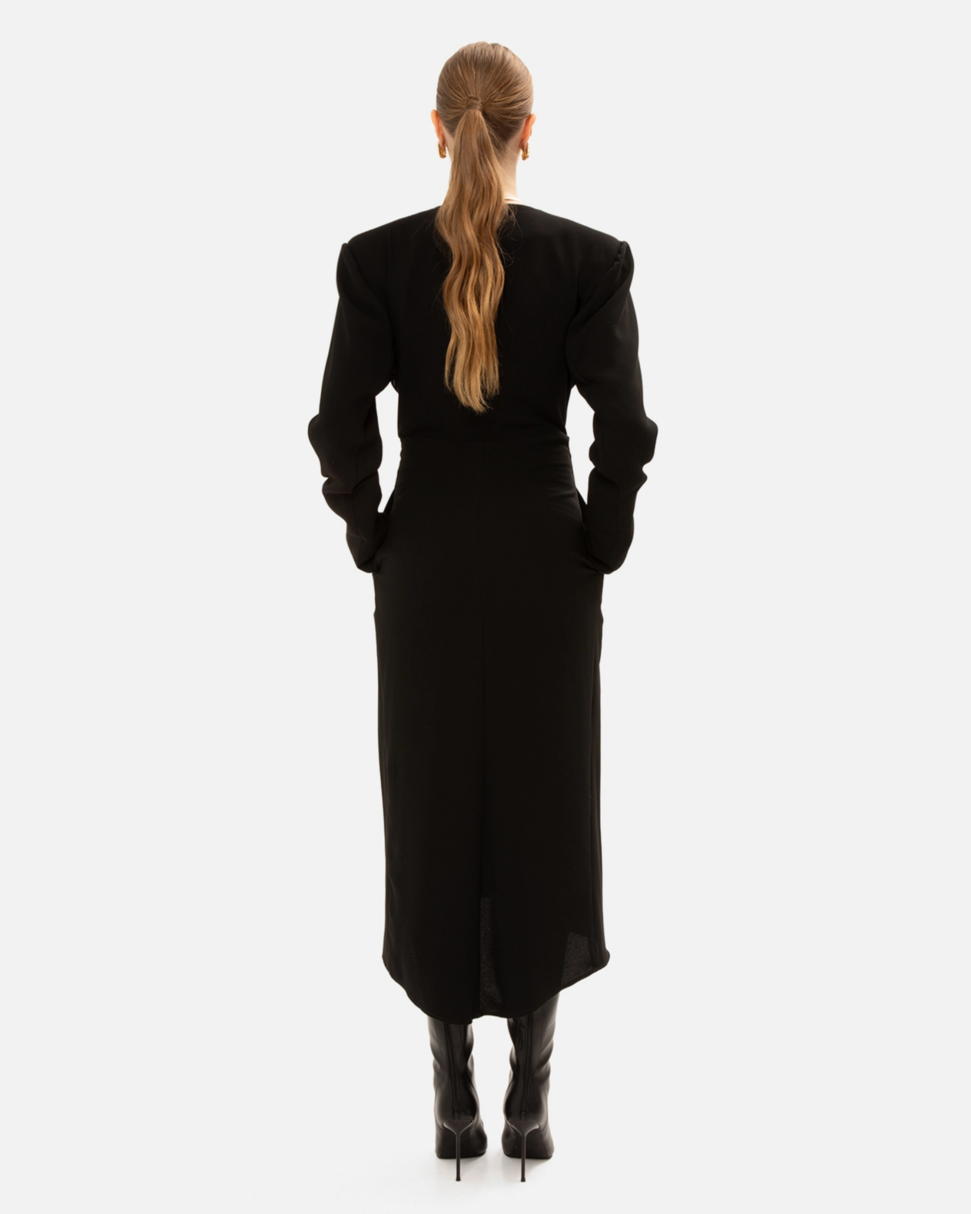 Picture of BLACK SATIN MIDI DRESS