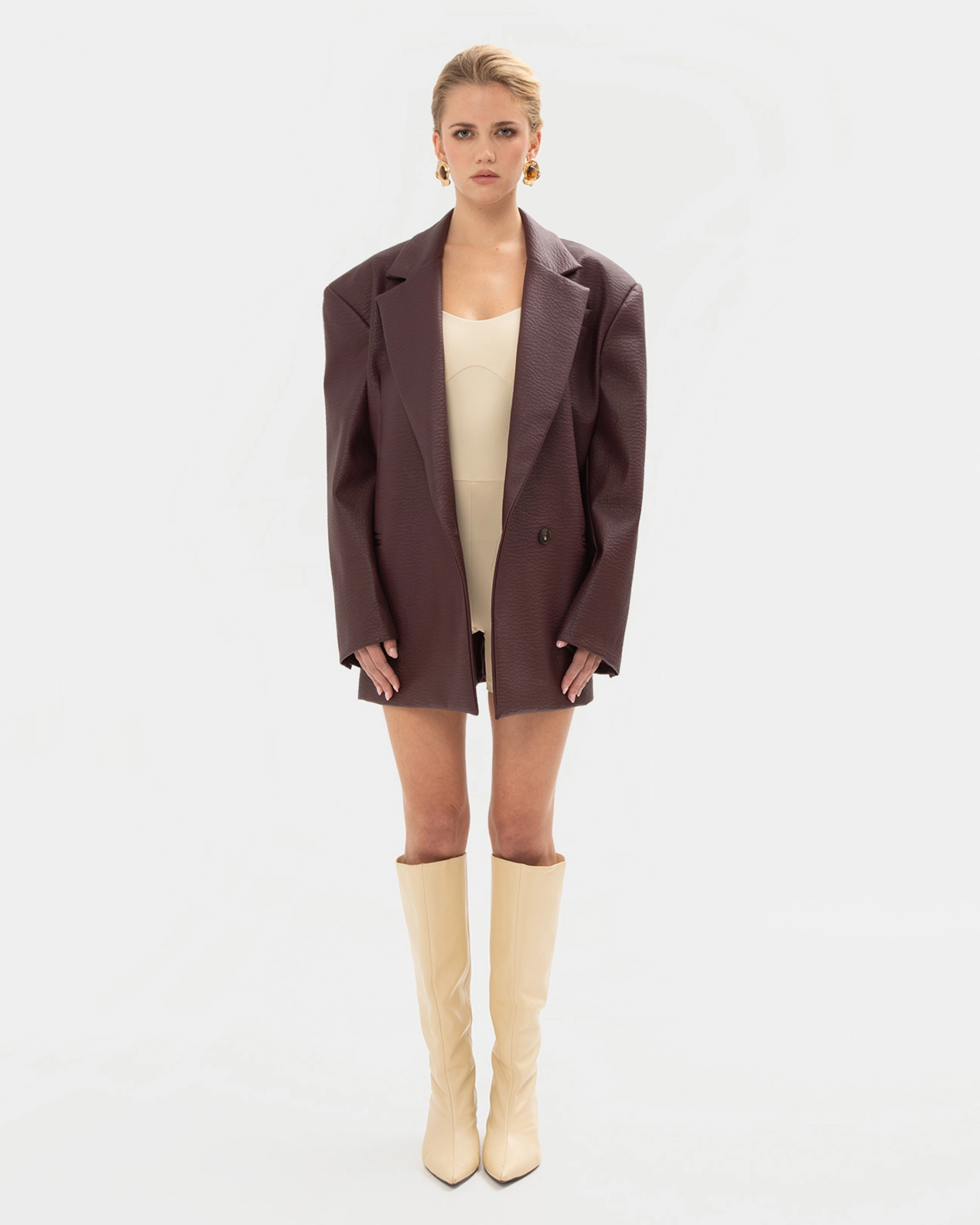 Picture of AMETHYST FAUX LEATHER BLAZER