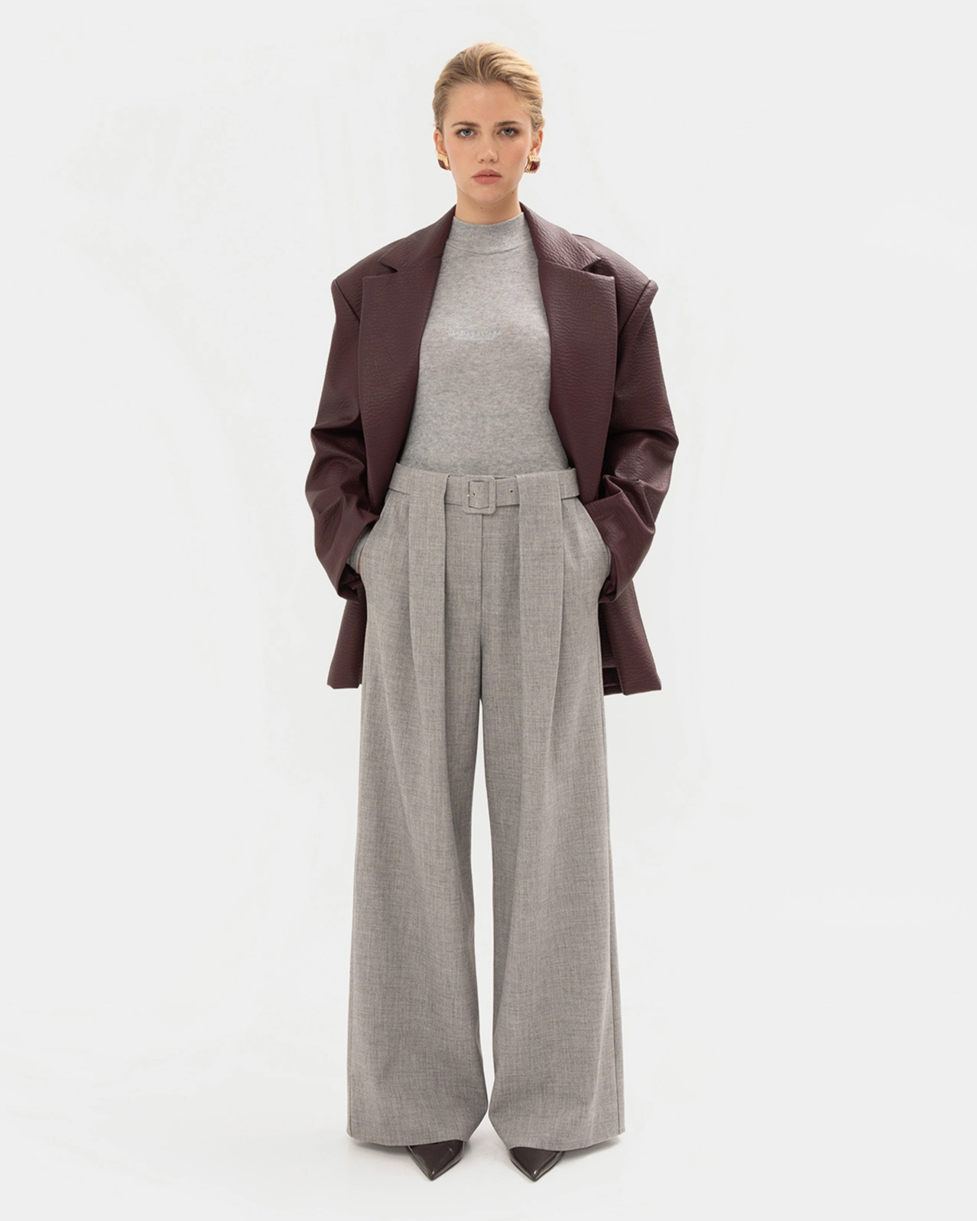 Picture of AMETHYST FAUX LEATHER BLAZER