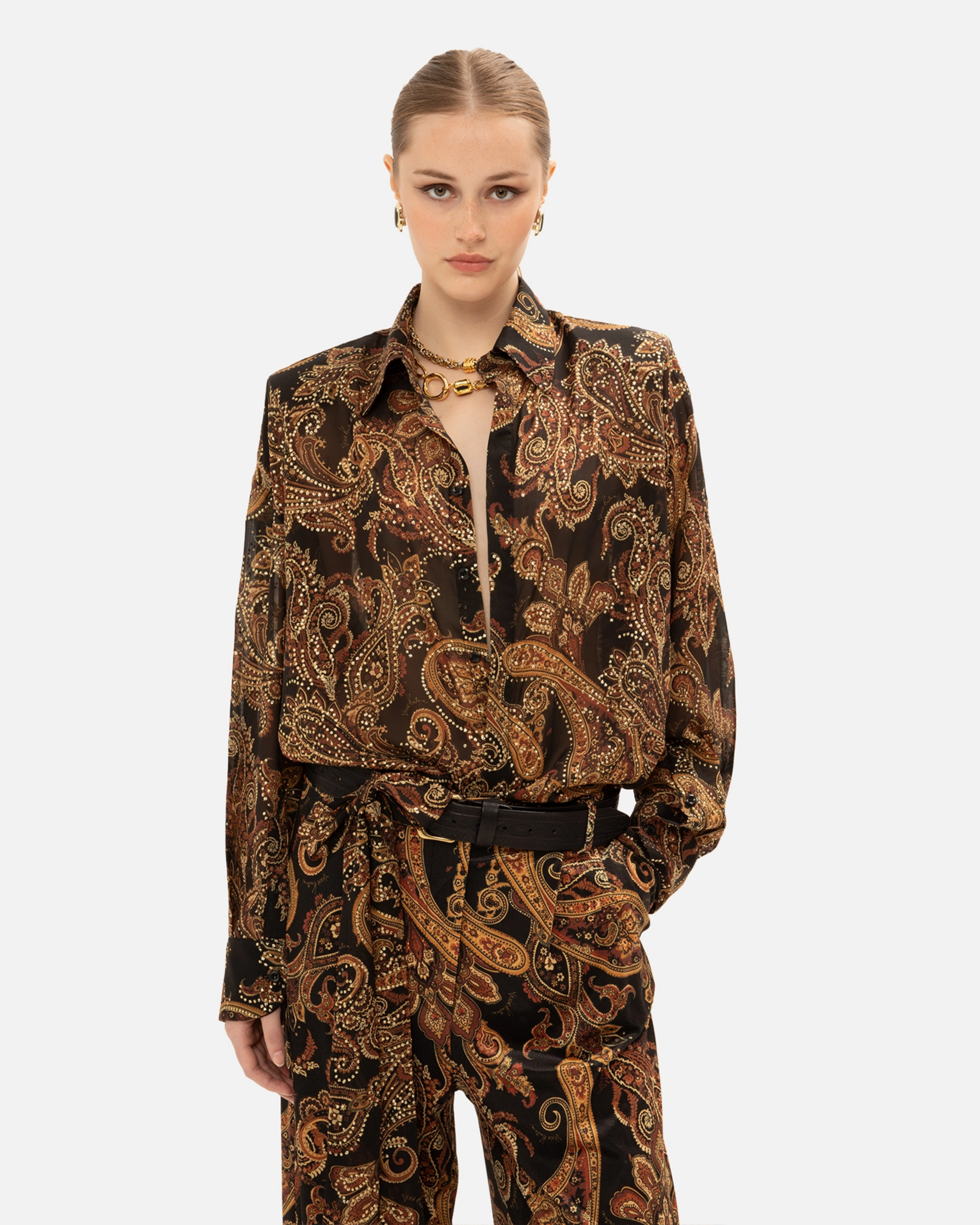 Picture of GOLDEN-BROWN PAISLEY OS SHIRT