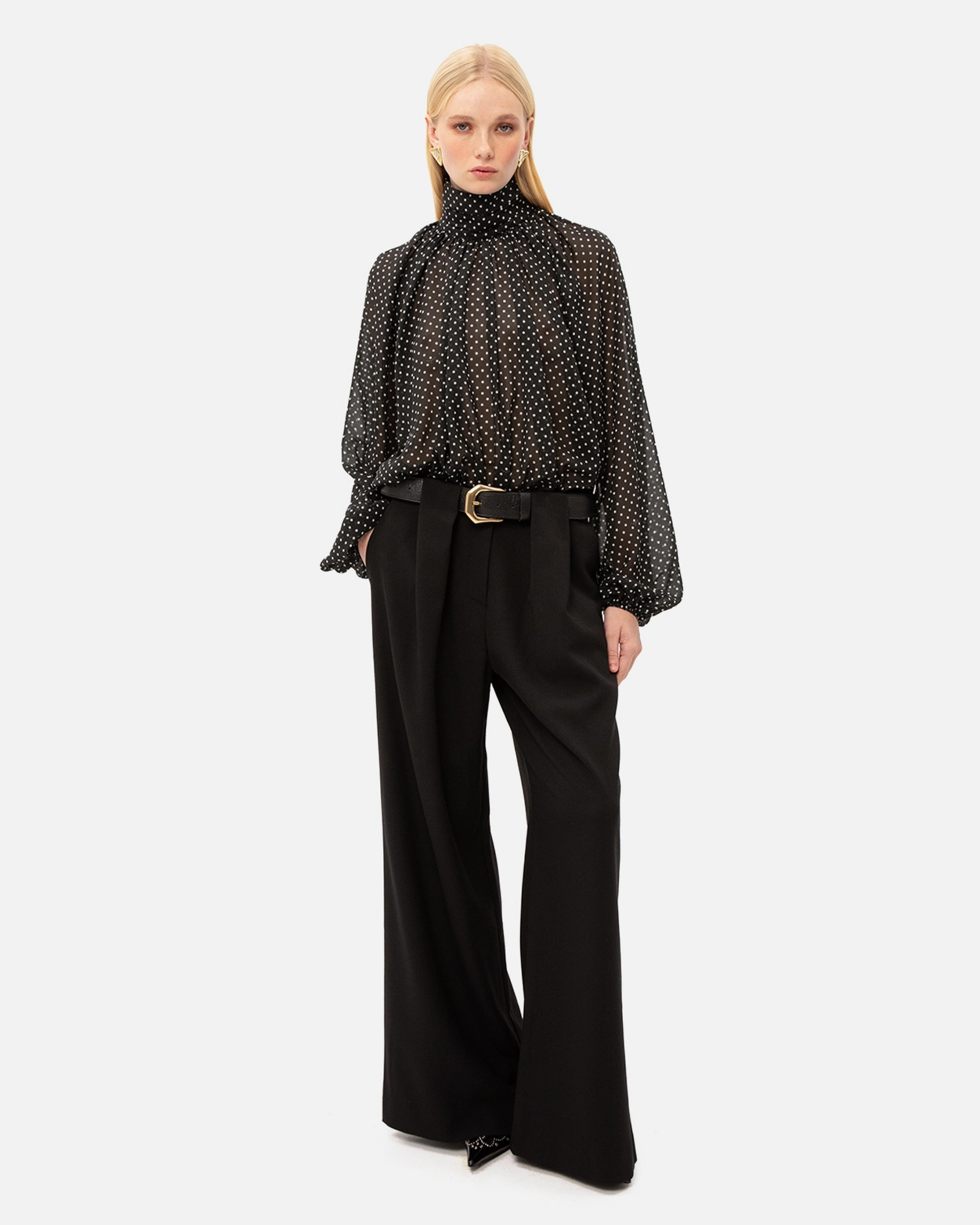 Picture of BLACK POLKA BLOUSE