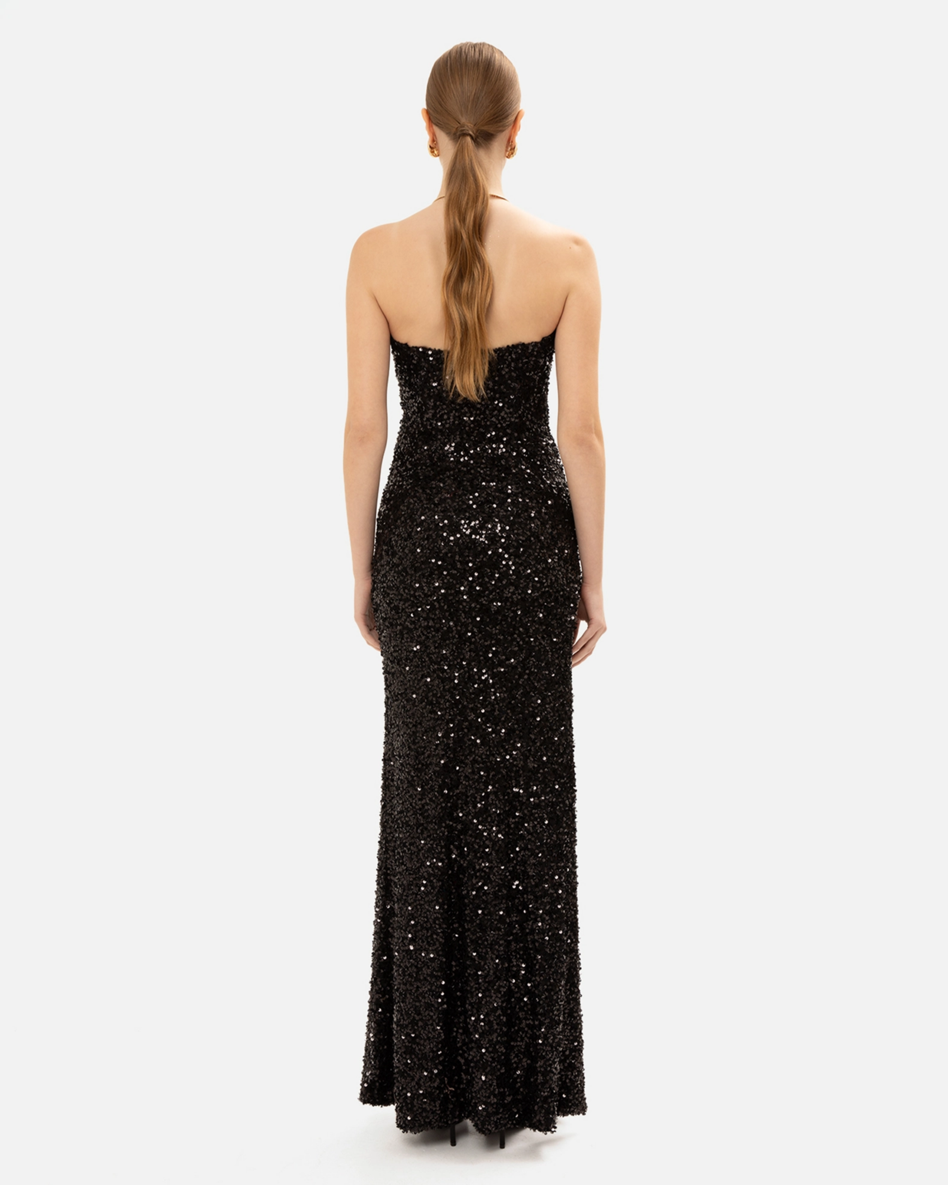Picture of BLACK STRAPLESS SEQUINED GOWN