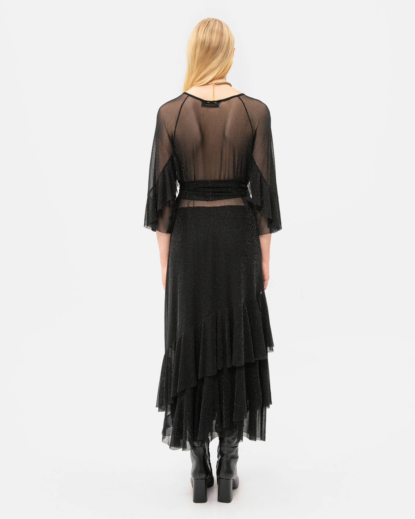 Picture of BLACK SHIMMER RUFFLED DRESS