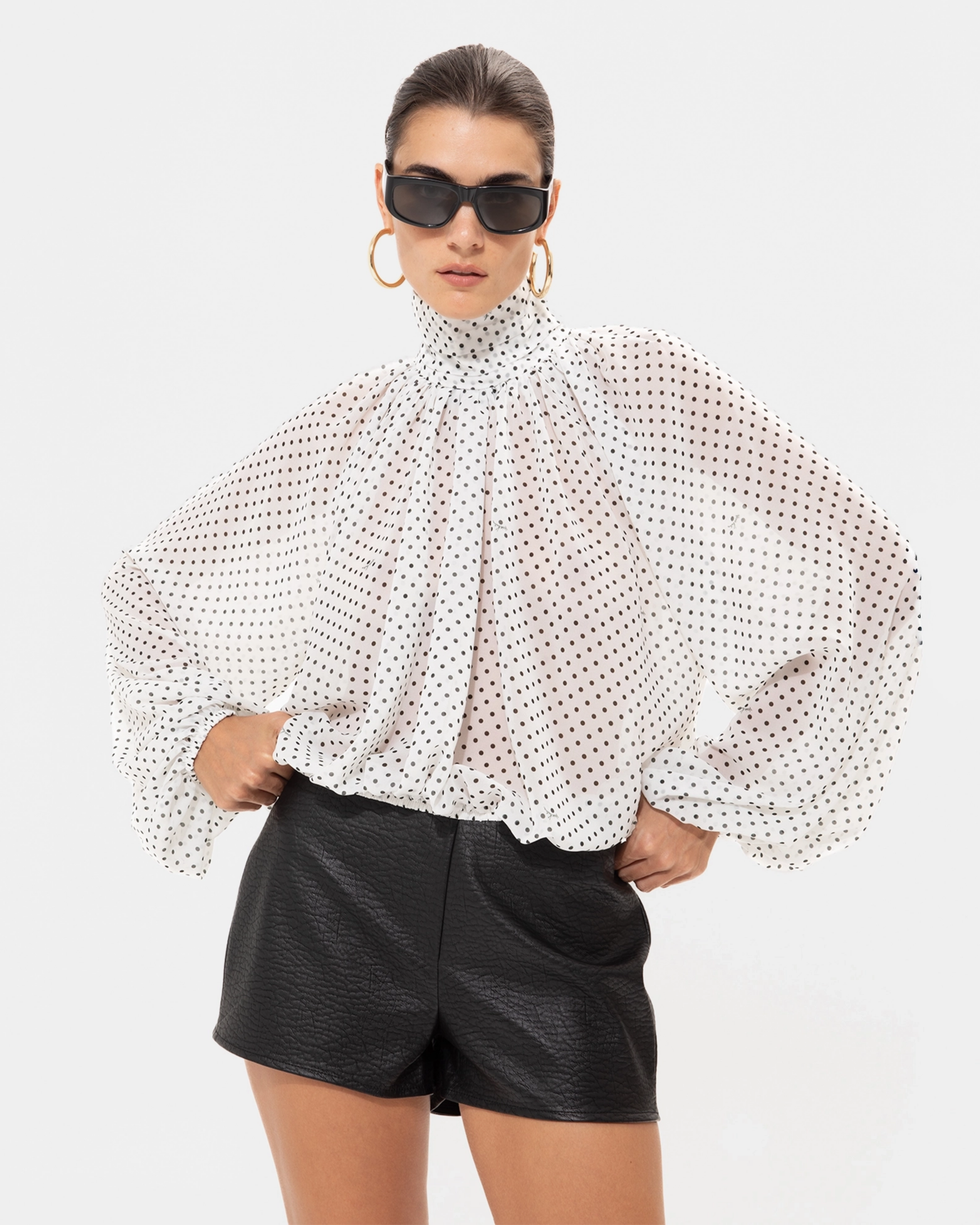 Picture of BLACK FAUX LEATHER SHORTS