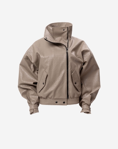 Picture of PANAMA WEAVE BEIGE BOMBER JACKET