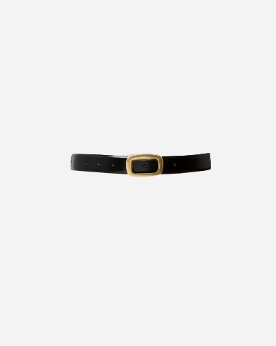 Picture of BLACK LEATHER BELT WITH BRASS BUCKLE