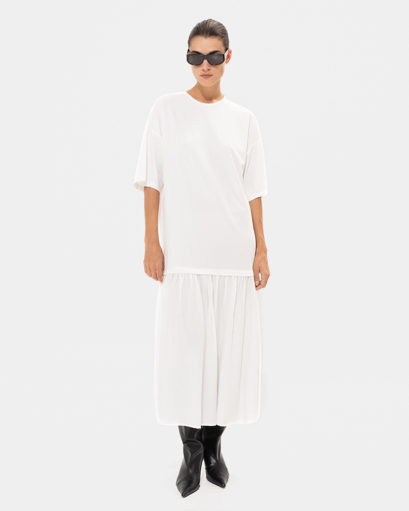 Picture of WHITE PANELLED MIDI DRESS
