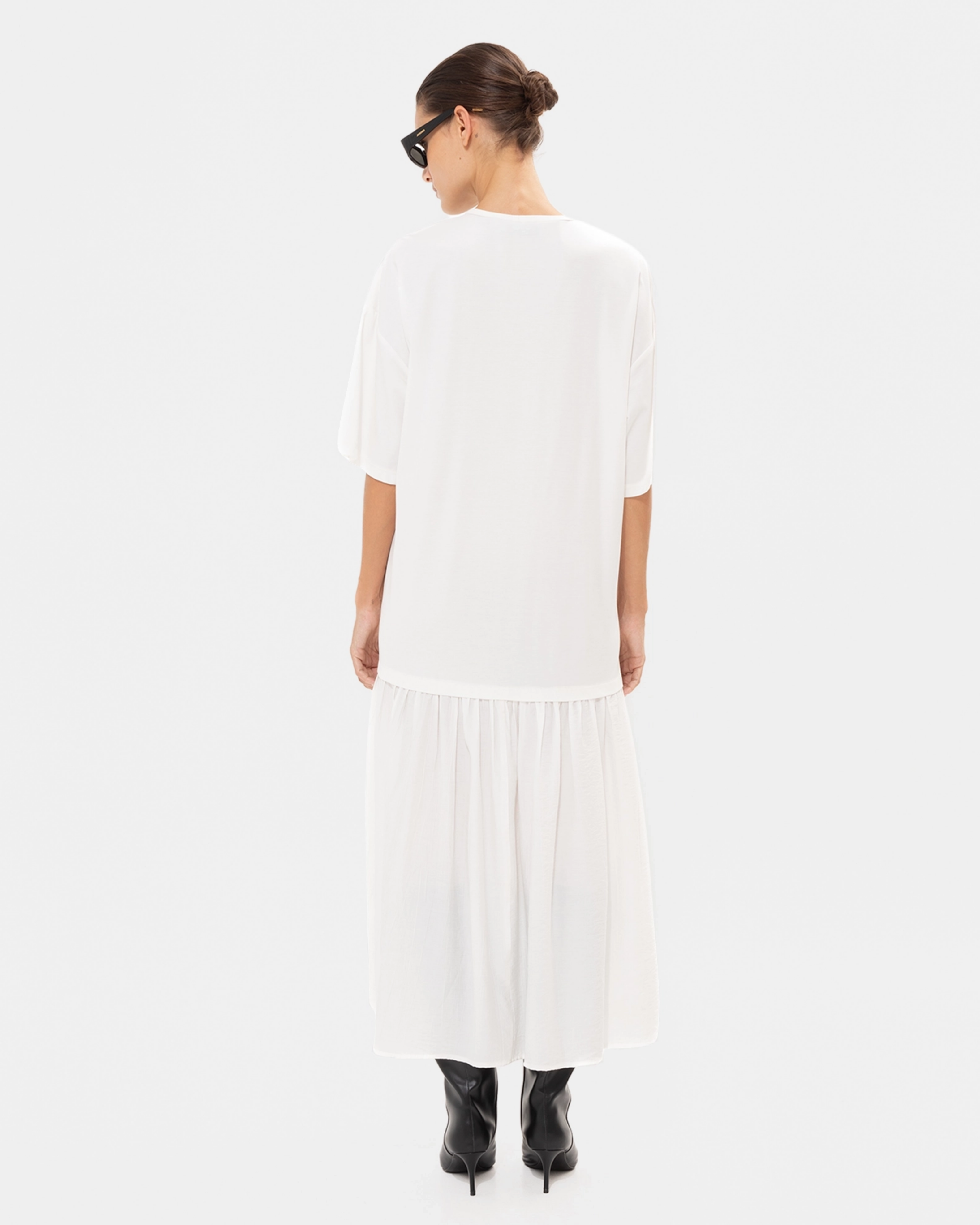 Picture of WHITE PANELLED MIDI DRESS